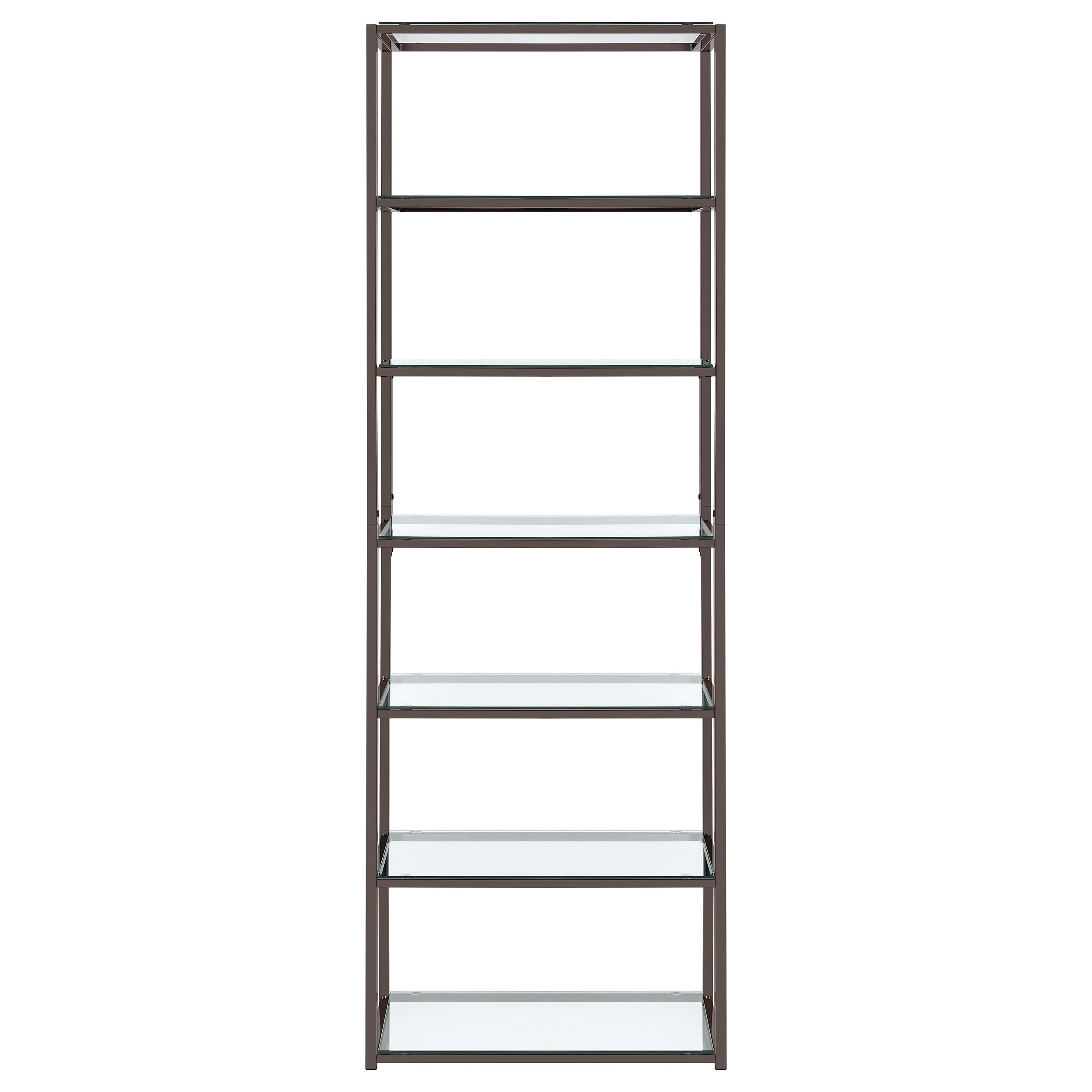 Kate 78-inch 5-shelf Glass Bookshelf Black Nickel