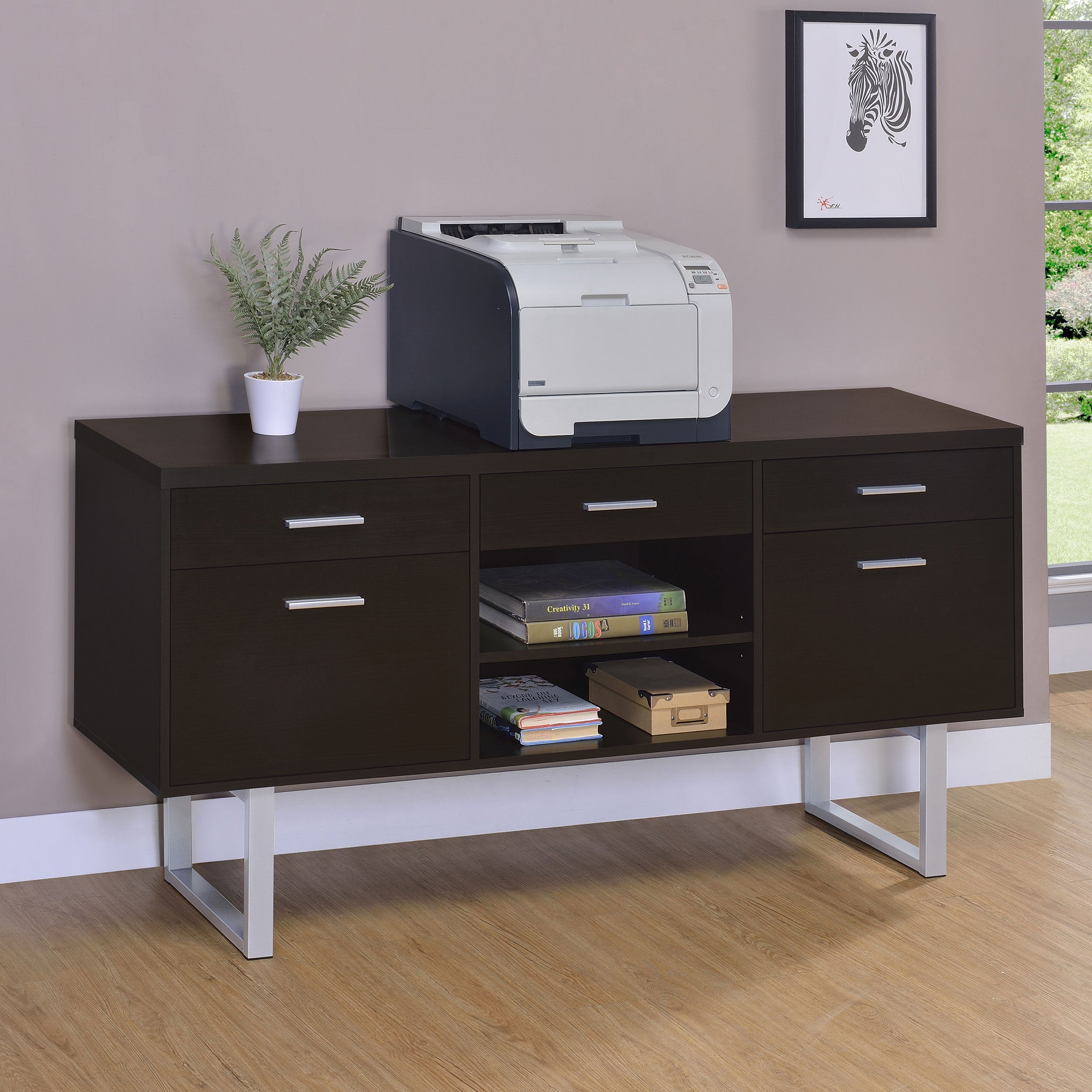 Lawtey 5-drawer Home Office Storage Credenza Cappuccino