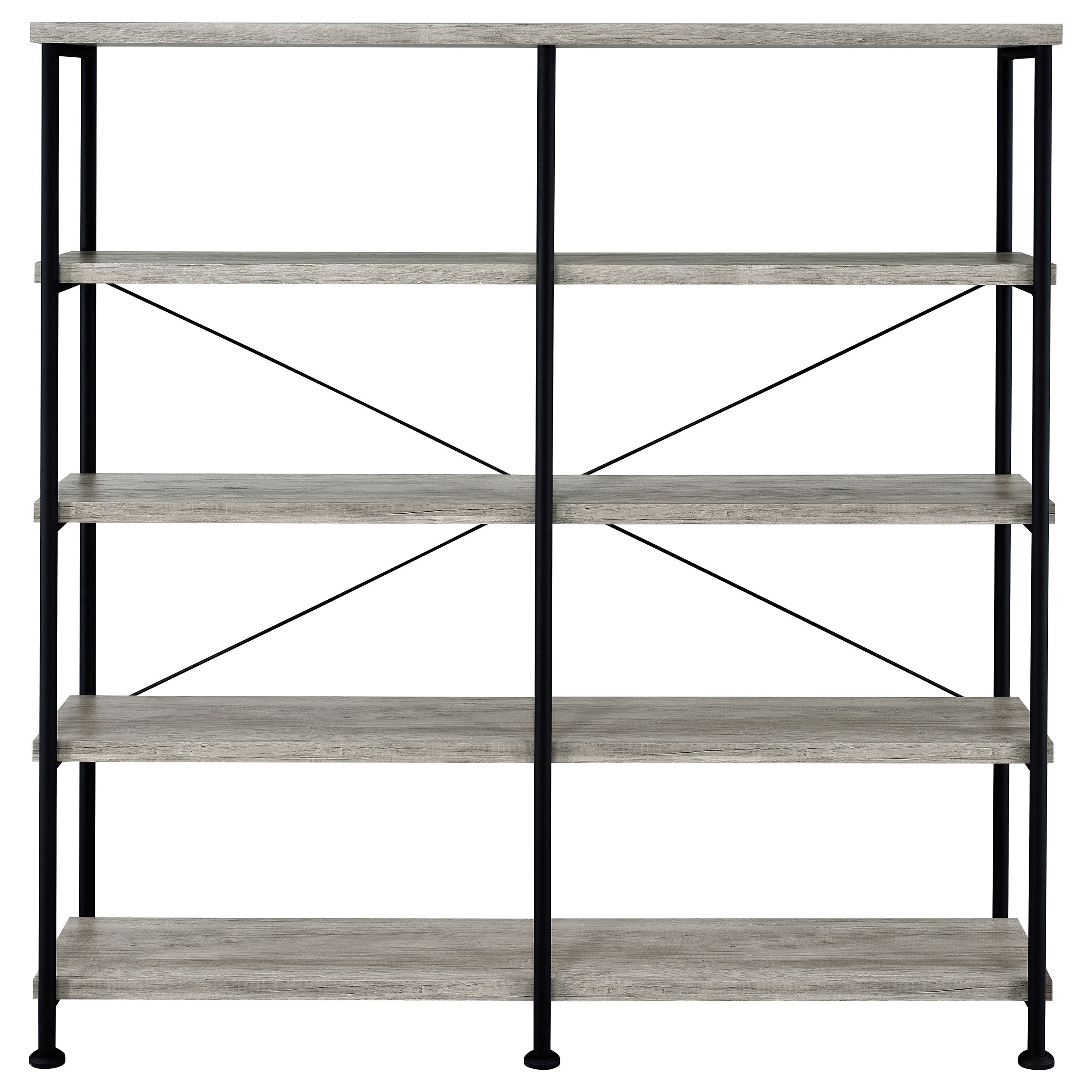 Analiese 63-inch 4-shelf Double Bookshelf Grey Driftwood