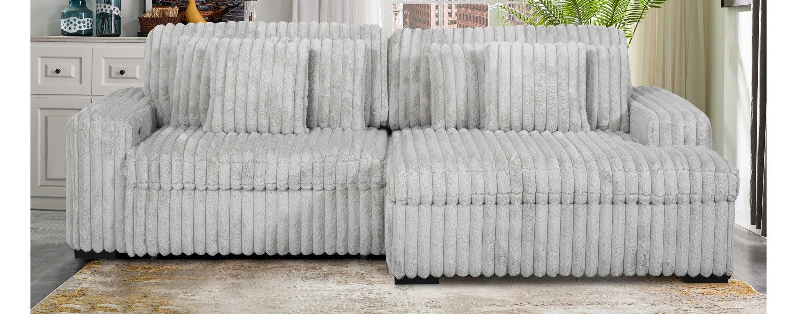 Presley Fog Slider Sectional Sofa