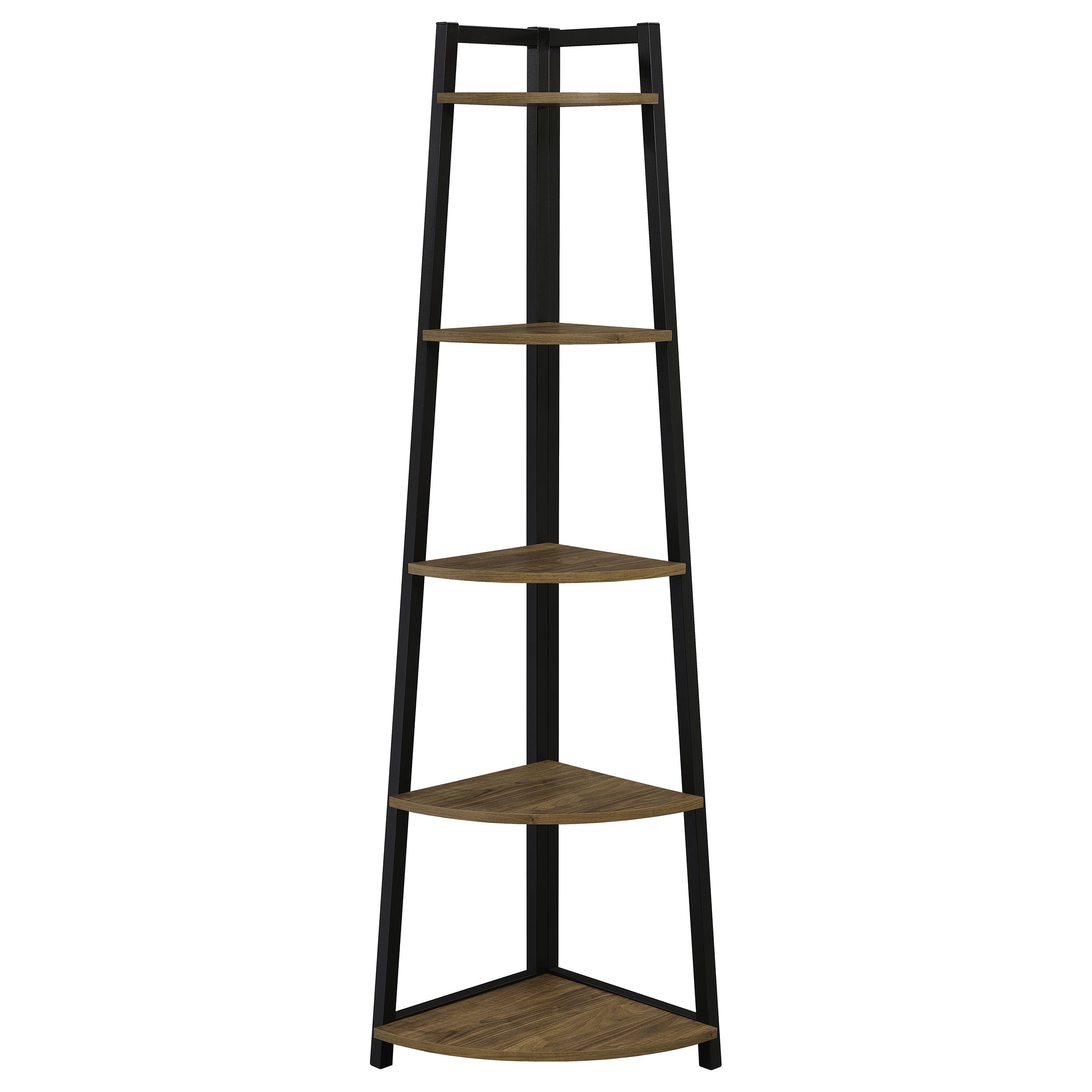 Jacksonville 63-inch 5-shelf Bookshelf Black and Aged Walnut