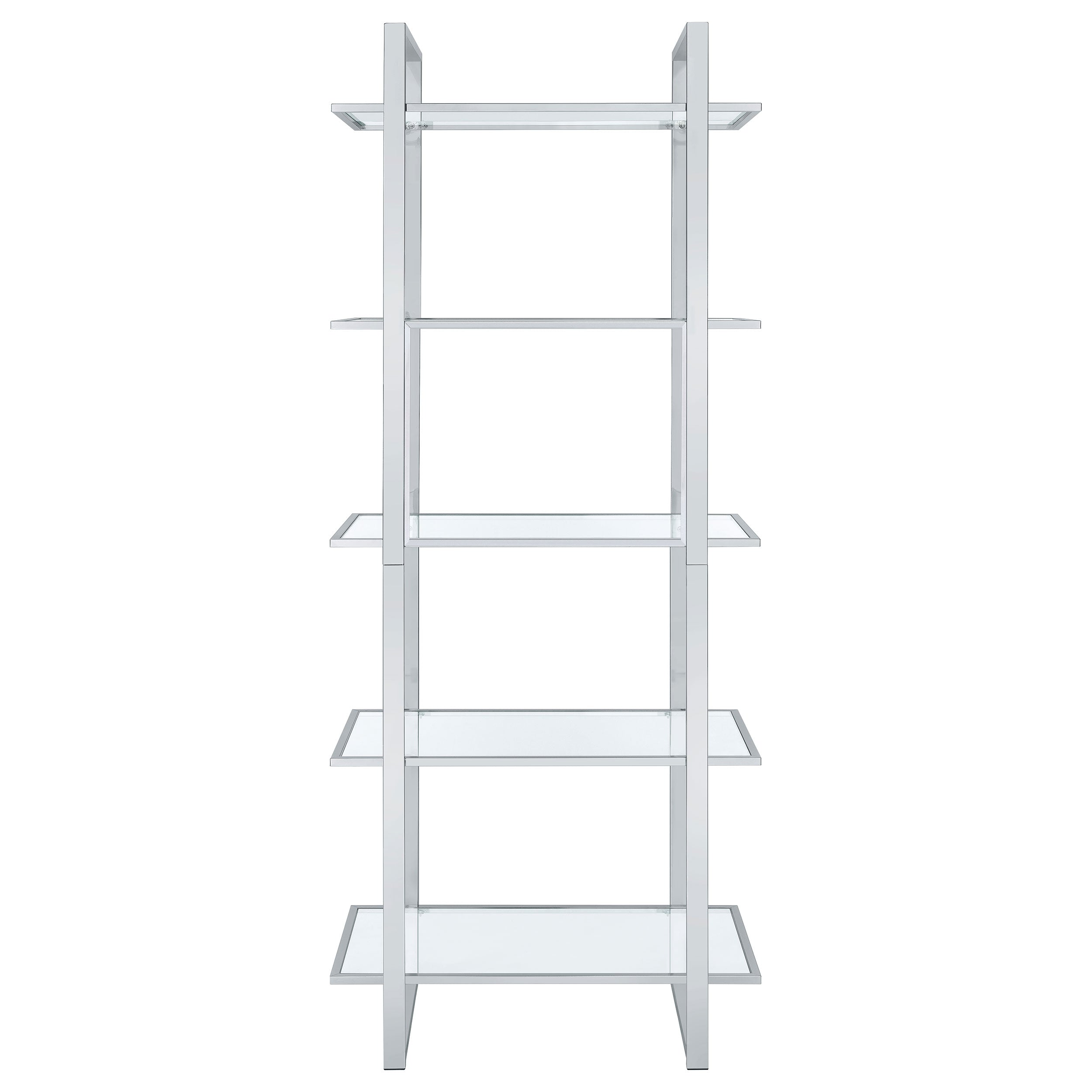 Hartford 79-inch 5-shelf Glass Bookshelf Chrome