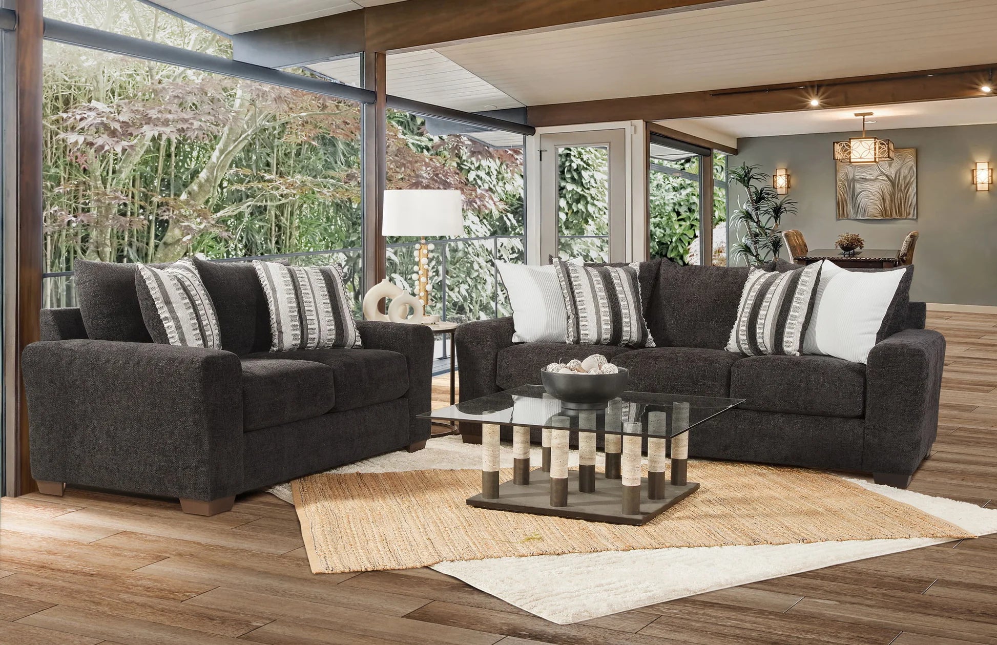 Zazie Onyx Sofa and Loveseat Set