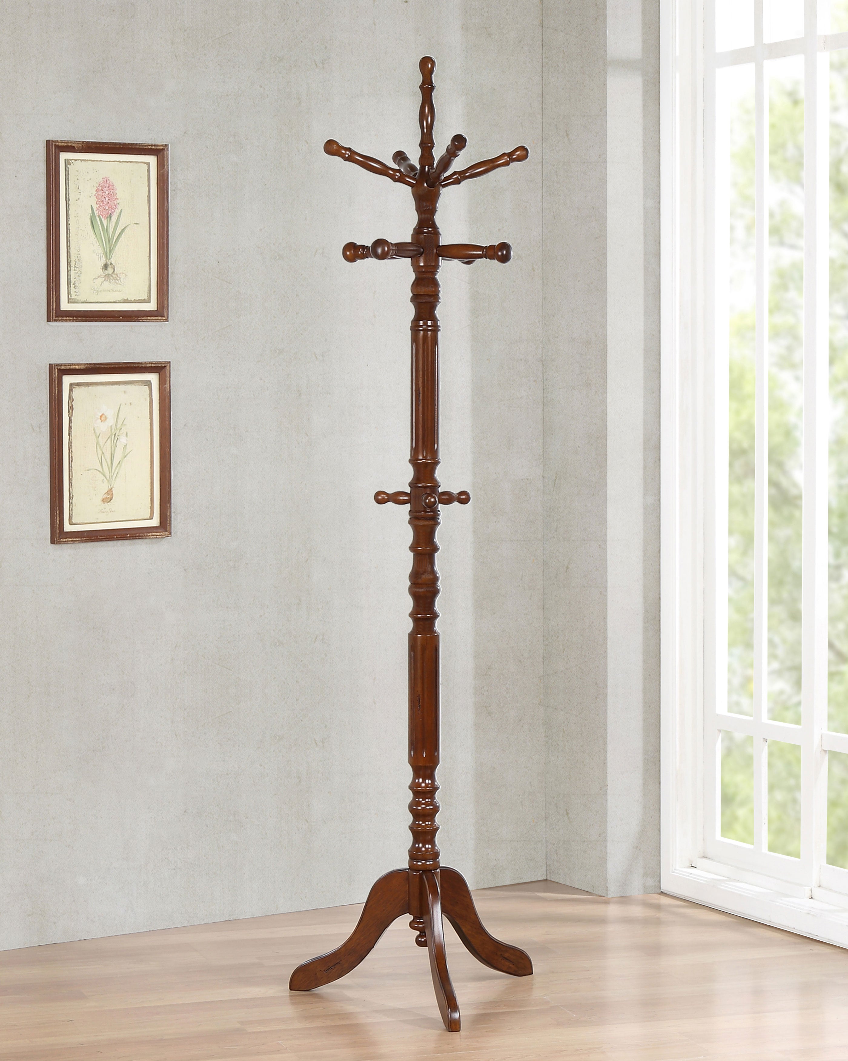 Achelle 11 Hook Freestanding Coat Rack Hanger Golden Brown