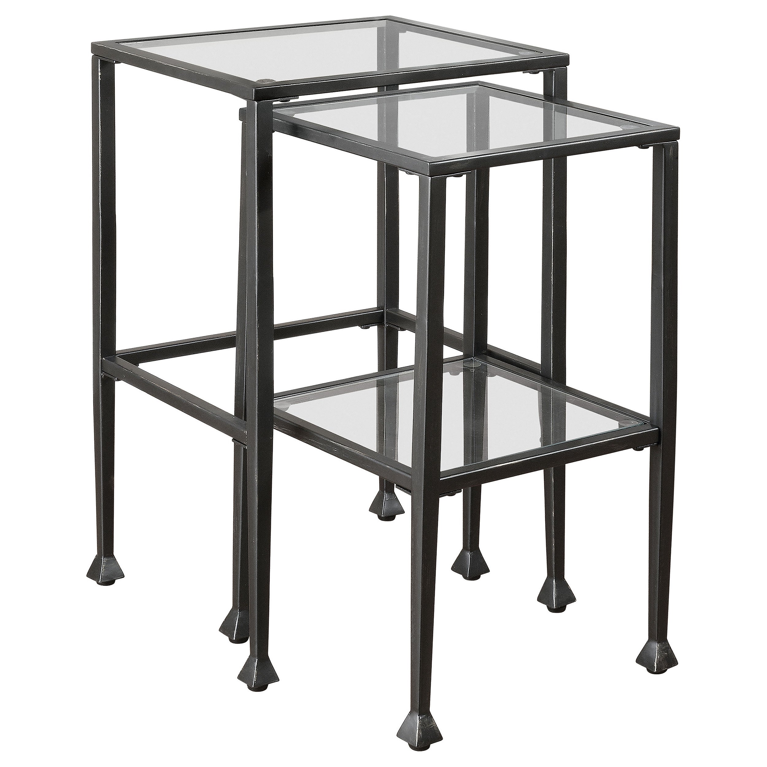 Leilani  Glass Top Nesting Table Set Black