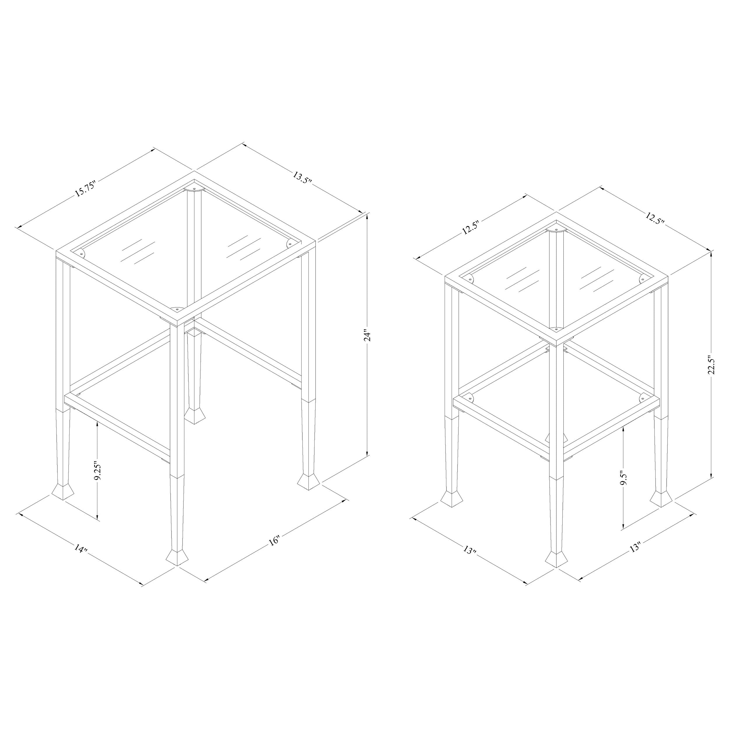 Leilani  Glass Top Nesting Table Set Black