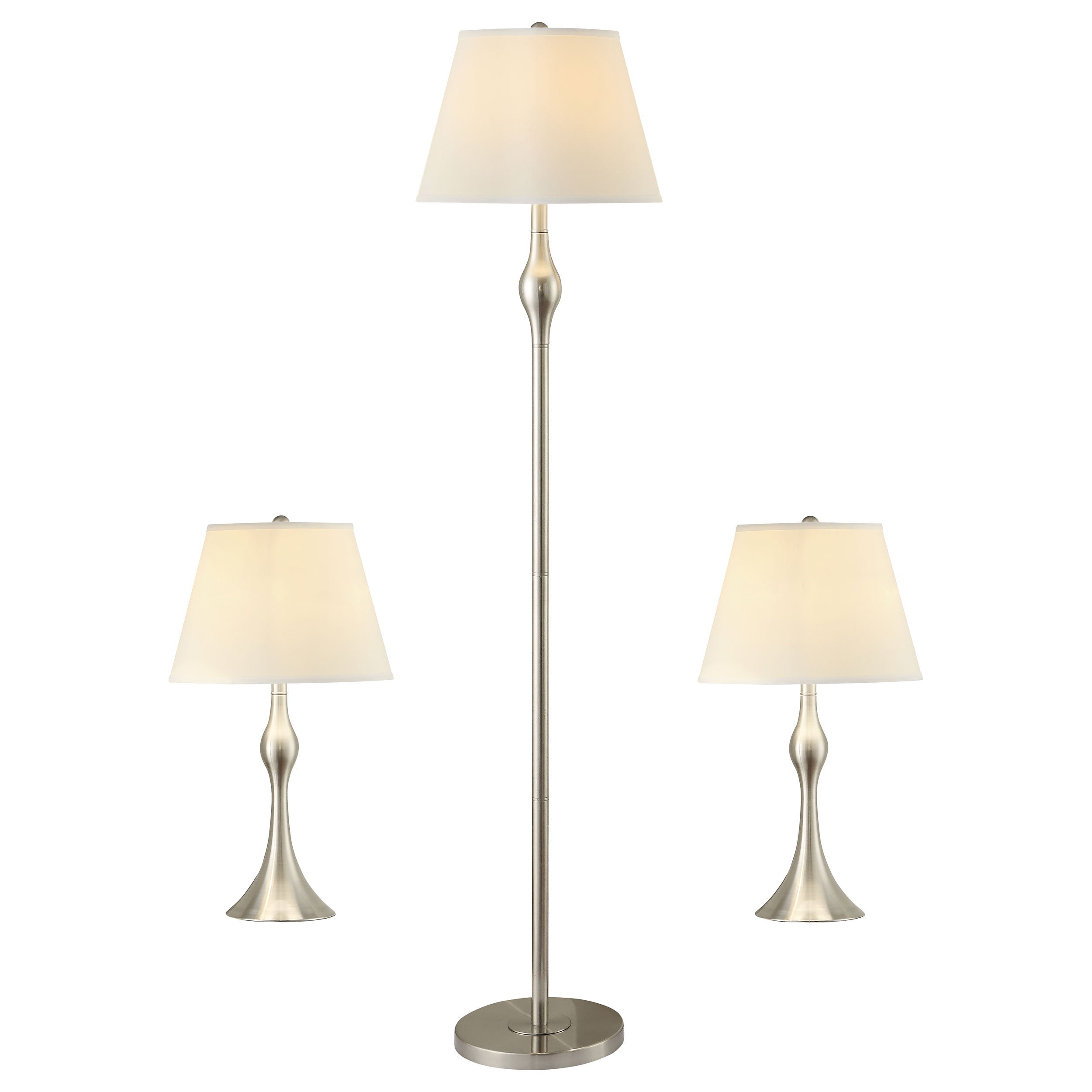 Griffin  Floor and Table Lamp Set Brushed Nickel
