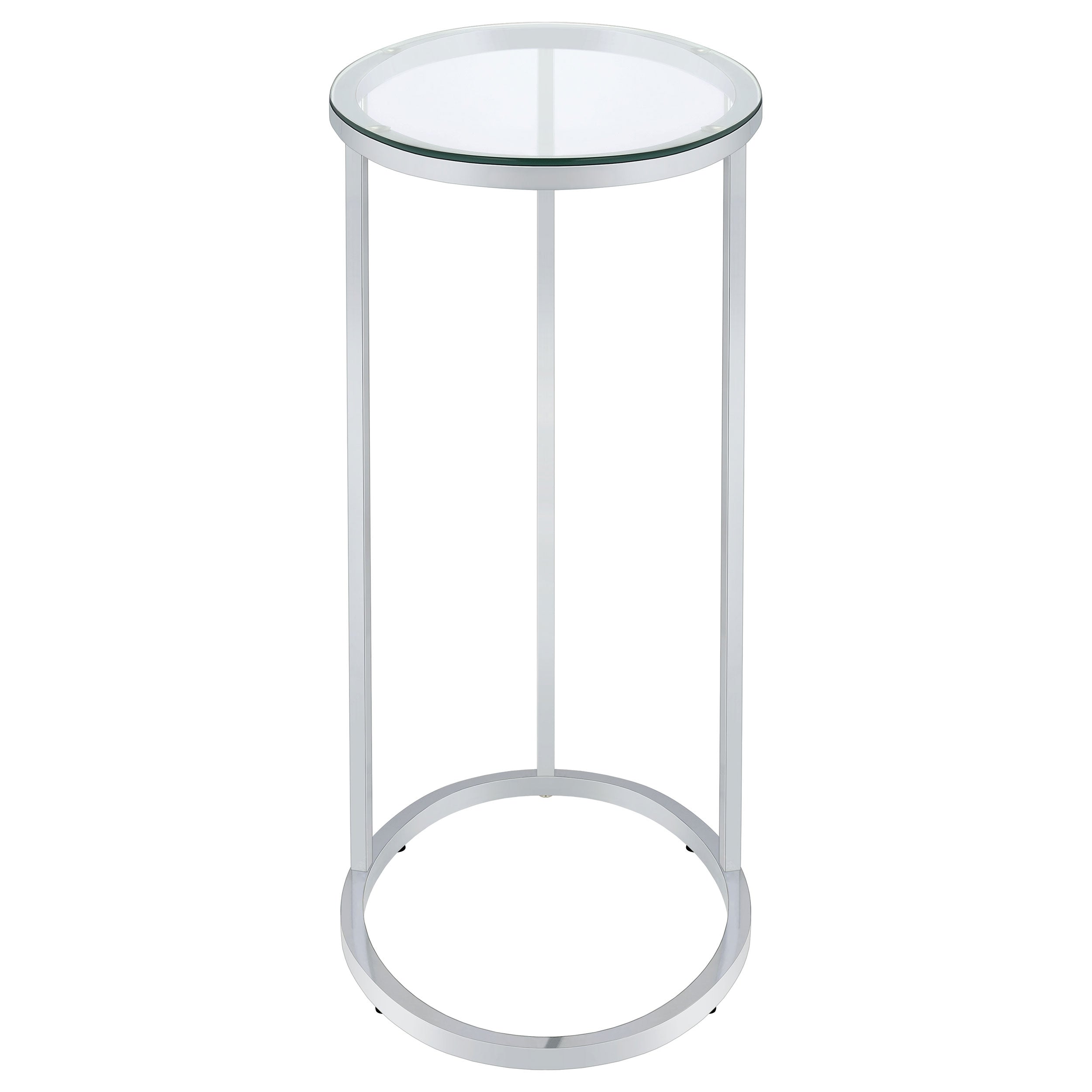 Kyle Oval Glass Top C-Shaped Sofa Side Table Chrome