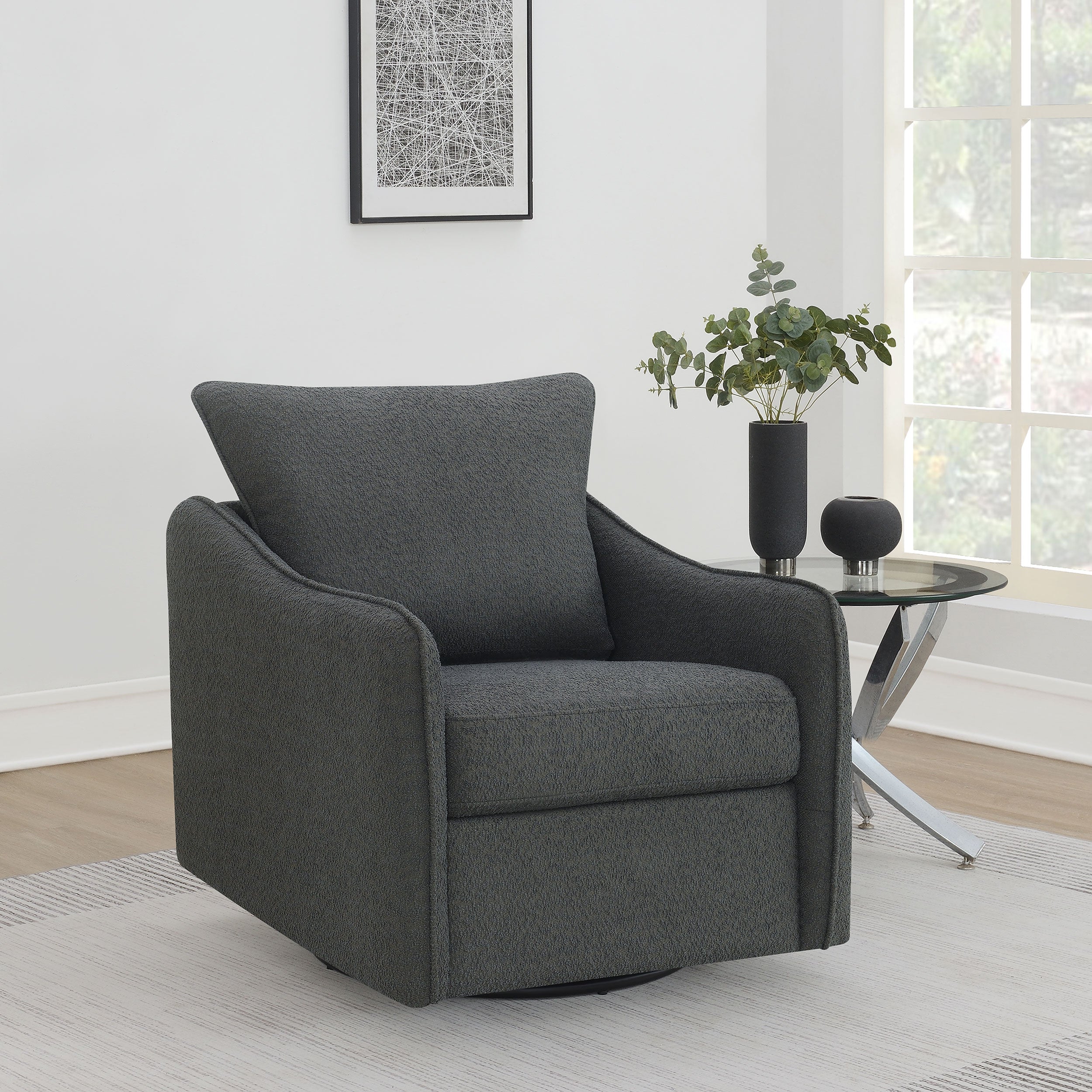 Madia Upholstered Sloped Arm Swivel Glider Chair Vanilla