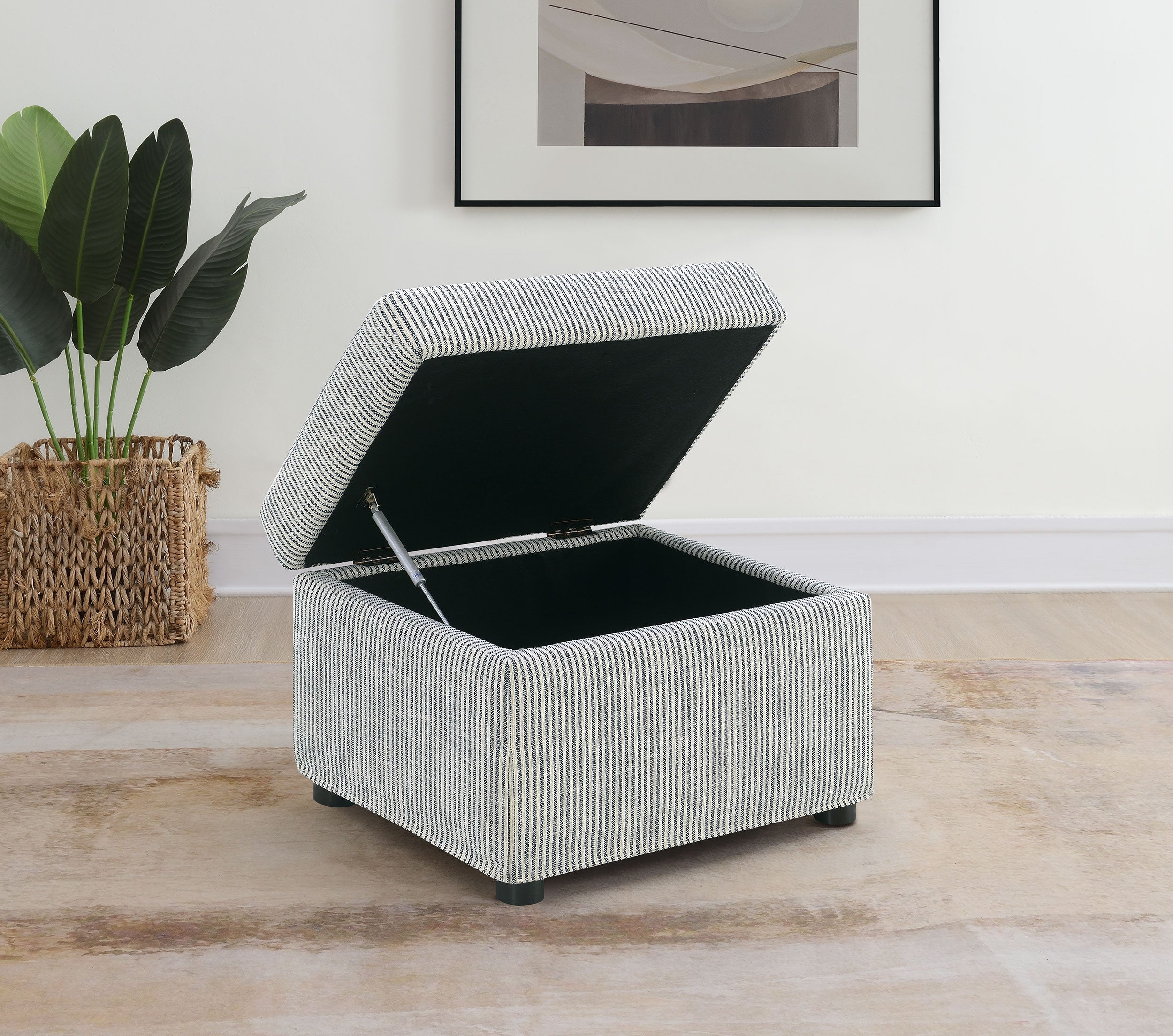 Winter Upholstered Hydraulic Lift Top Storage Ottoman Beige