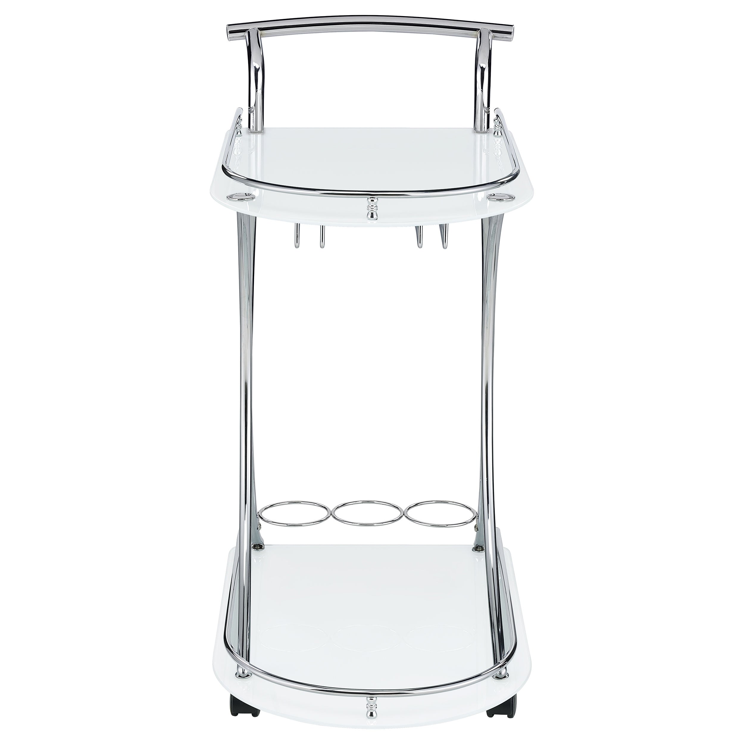 Elfman 2-tier Glass Shelf Metal Bar Cart Black and Chrome