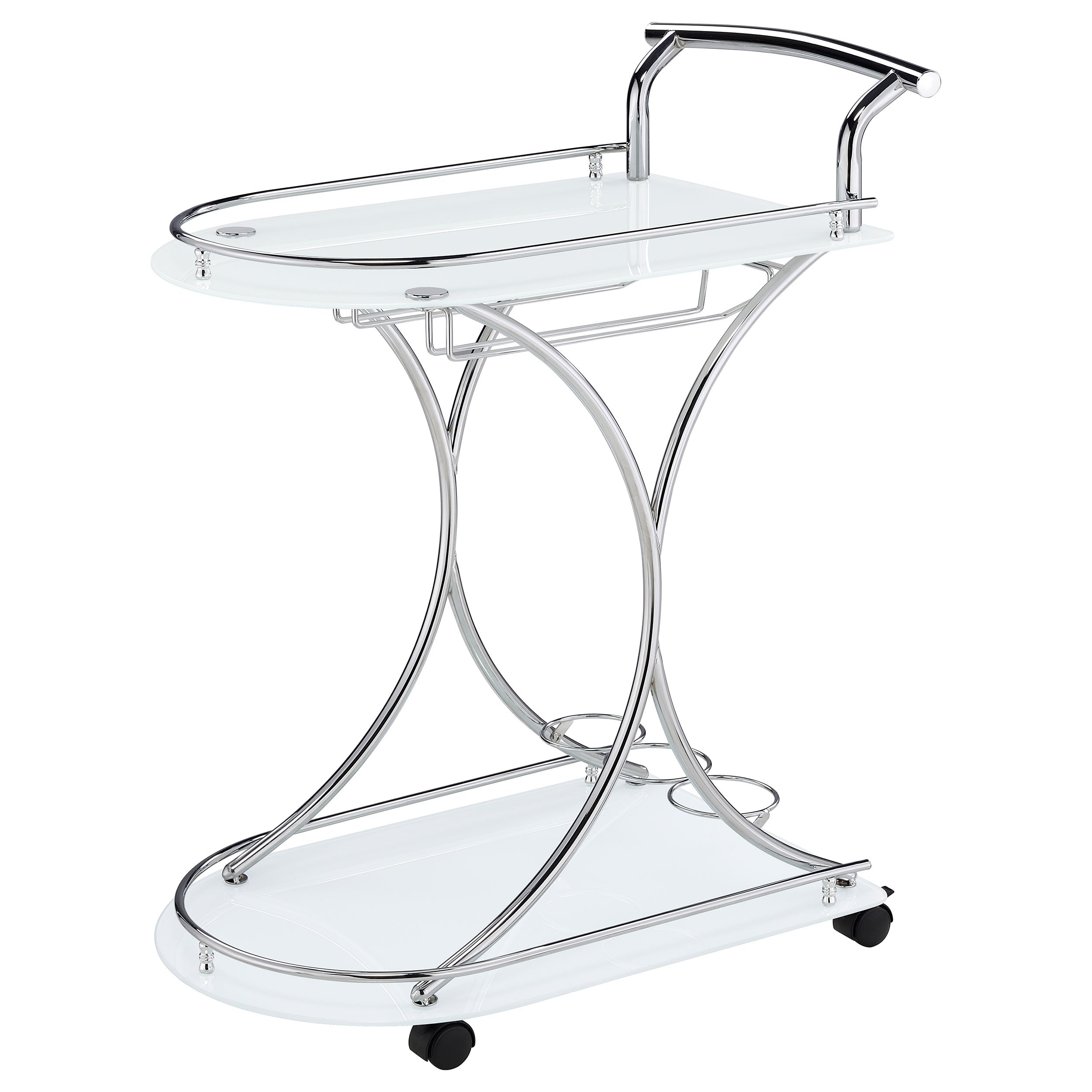 Elfman 2-tier Glass Shelf Metal Bar Cart Black and Chrome