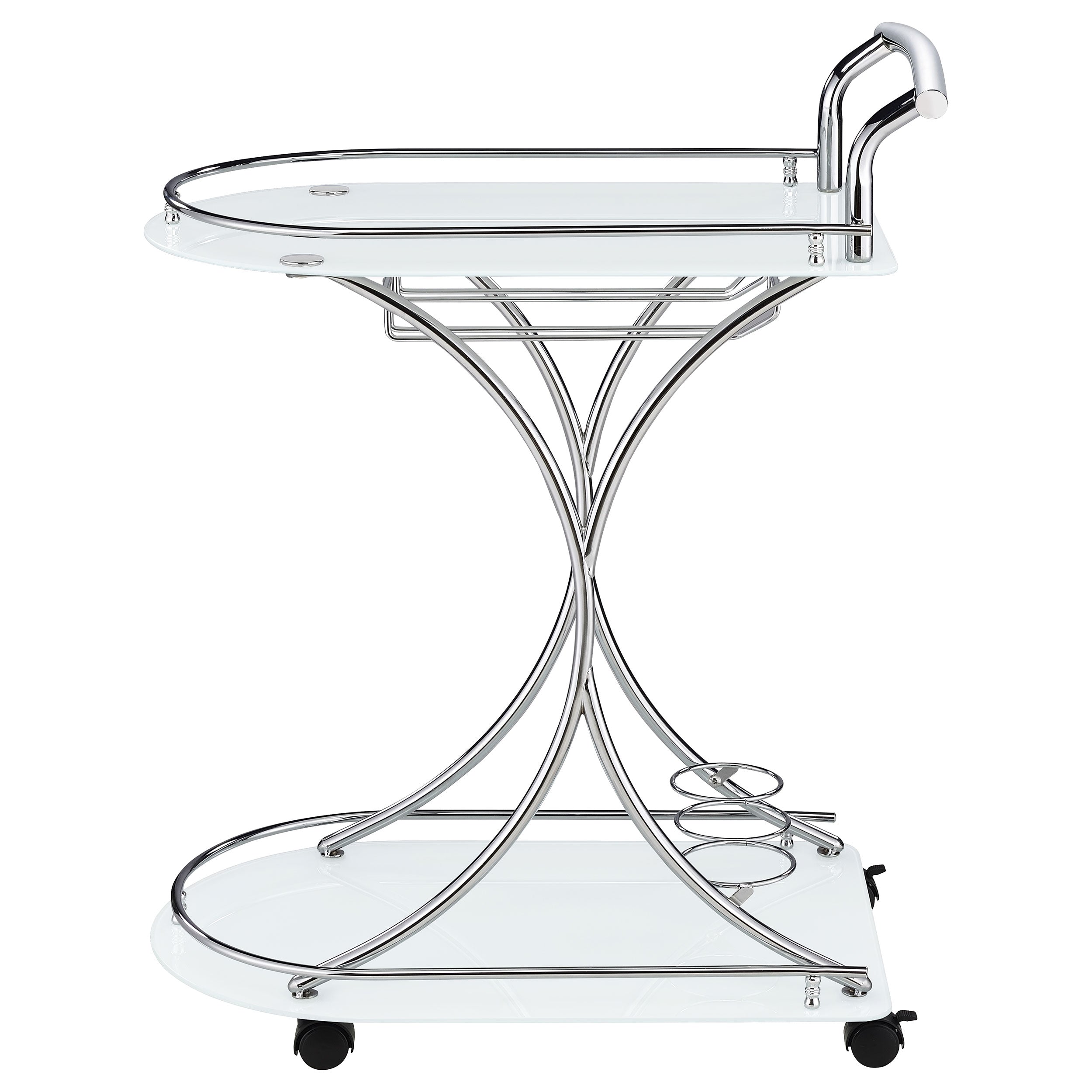 Elfman 2-tier Glass Shelf Metal Bar Cart Black and Chrome