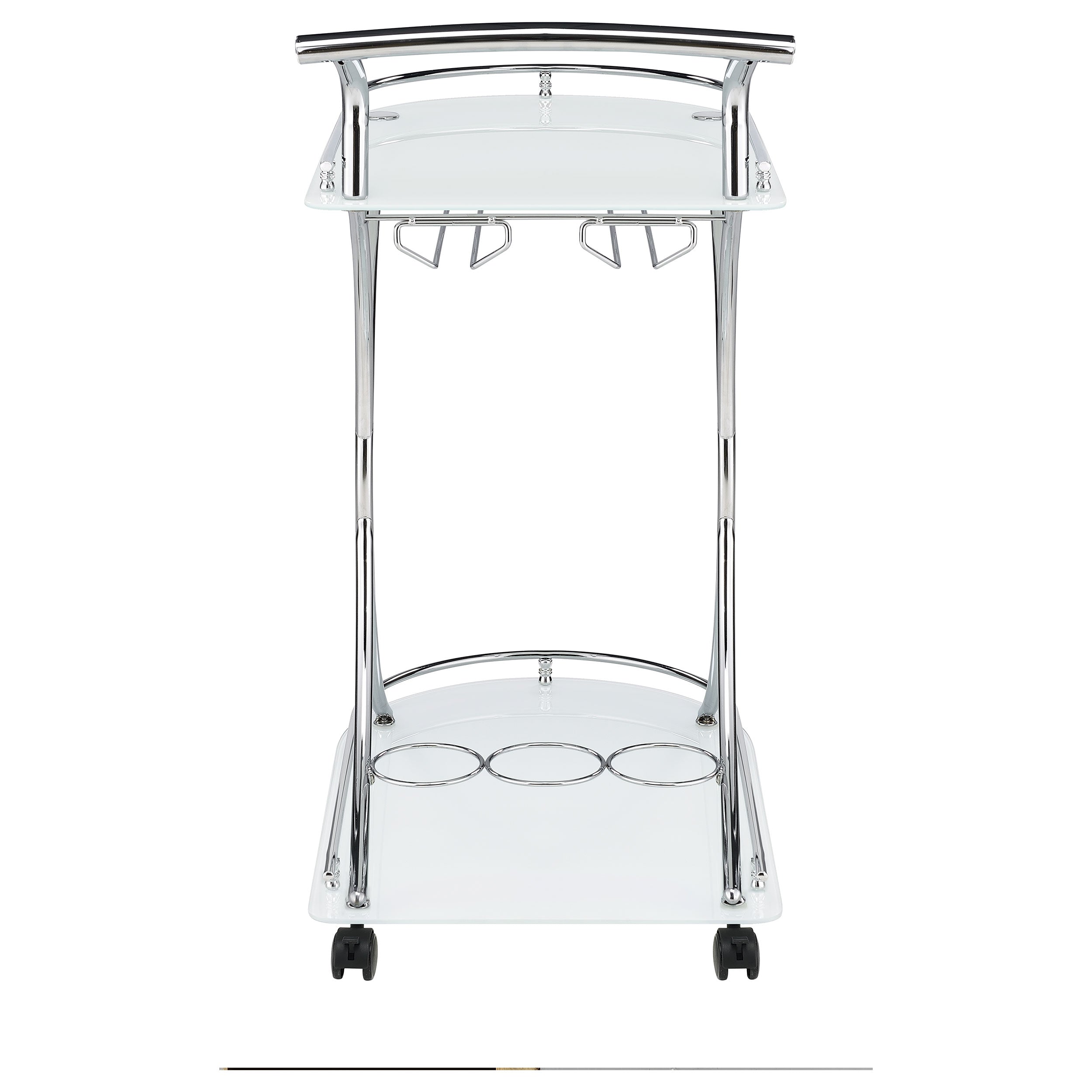Elfman 2-tier Glass Shelf Metal Bar Cart Black and Chrome
