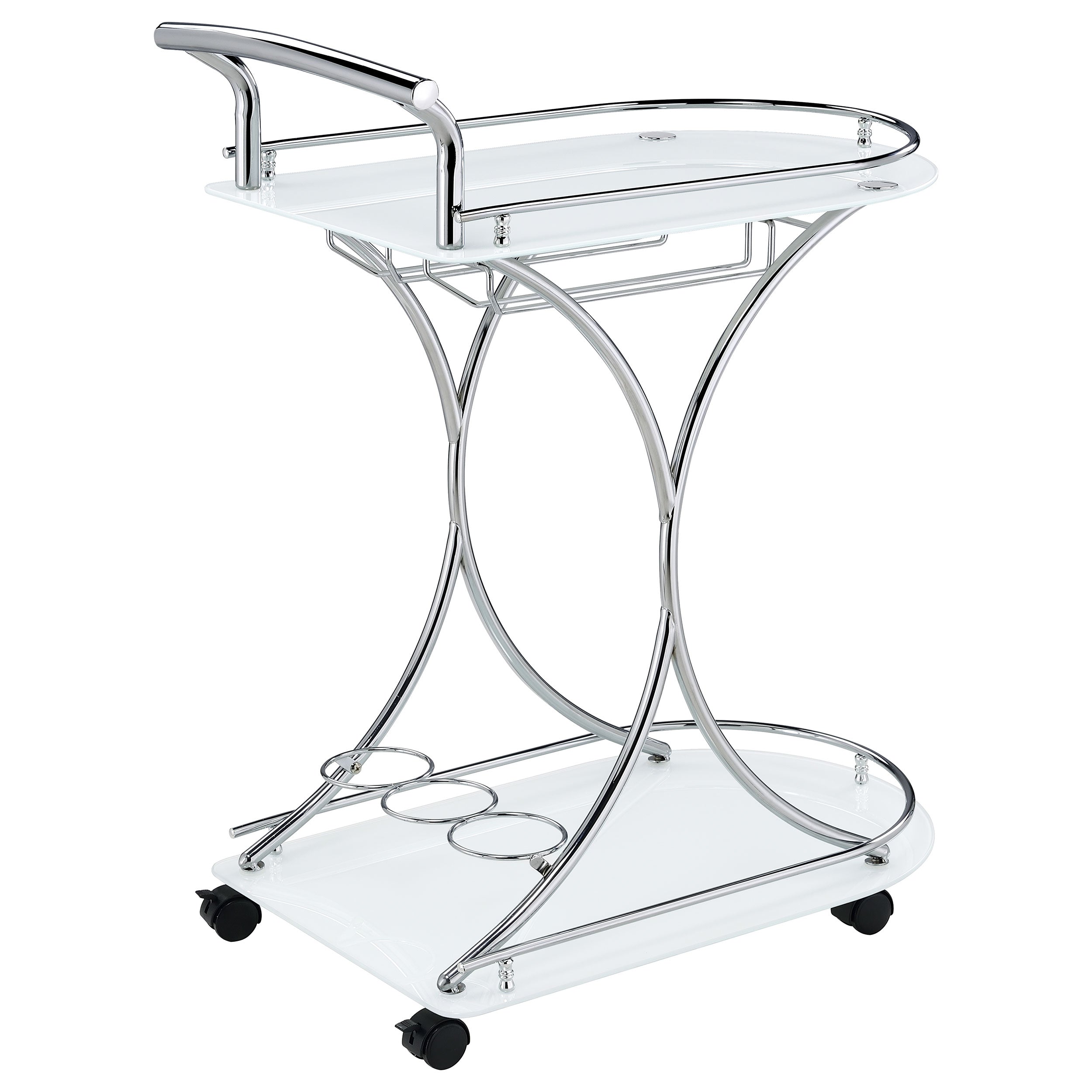 Elfman 2-tier Glass Shelf Metal Bar Cart Black and Chrome