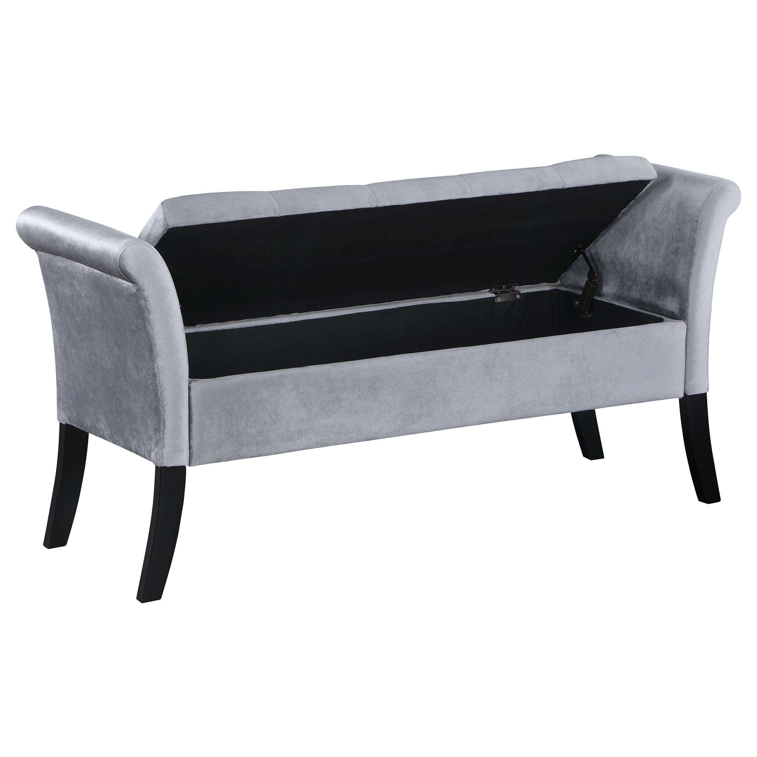 Farrah Velvet Upholstered Rolled Arm Storage Bench Beige