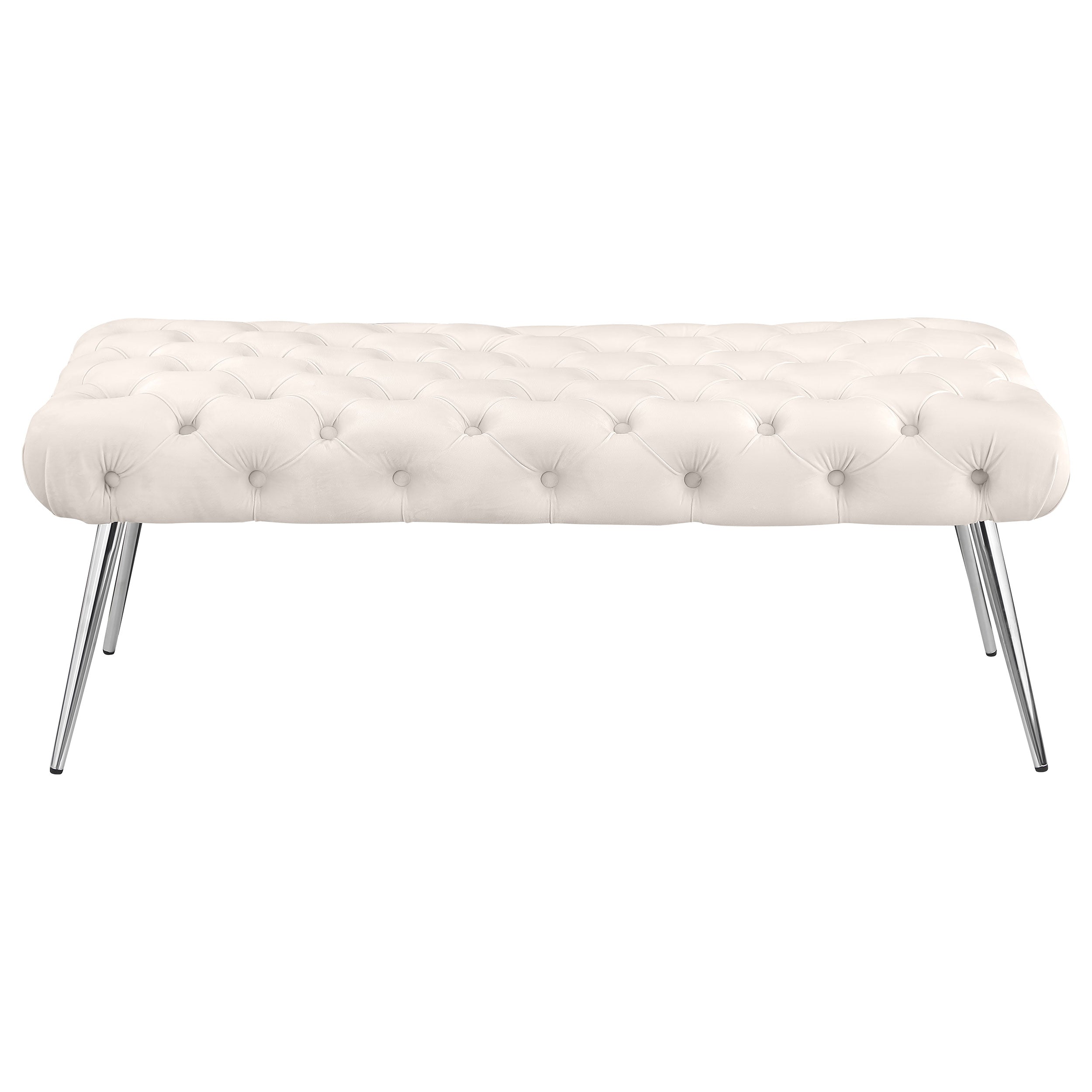 Ella Upholstered Tufted Bench Metal Legs Rust