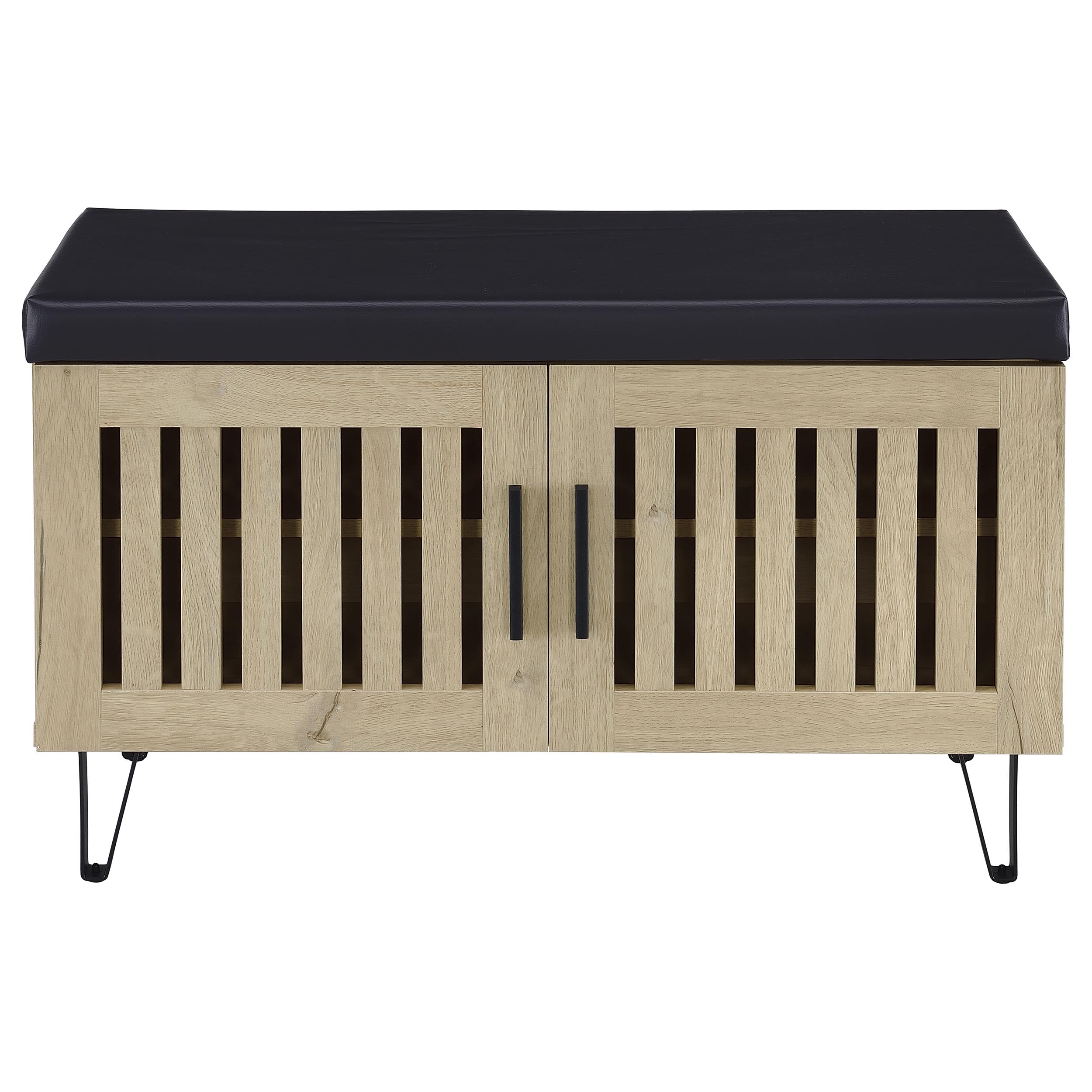 Brixton 2-door Padded Entryway Shoe Storage Bench Black