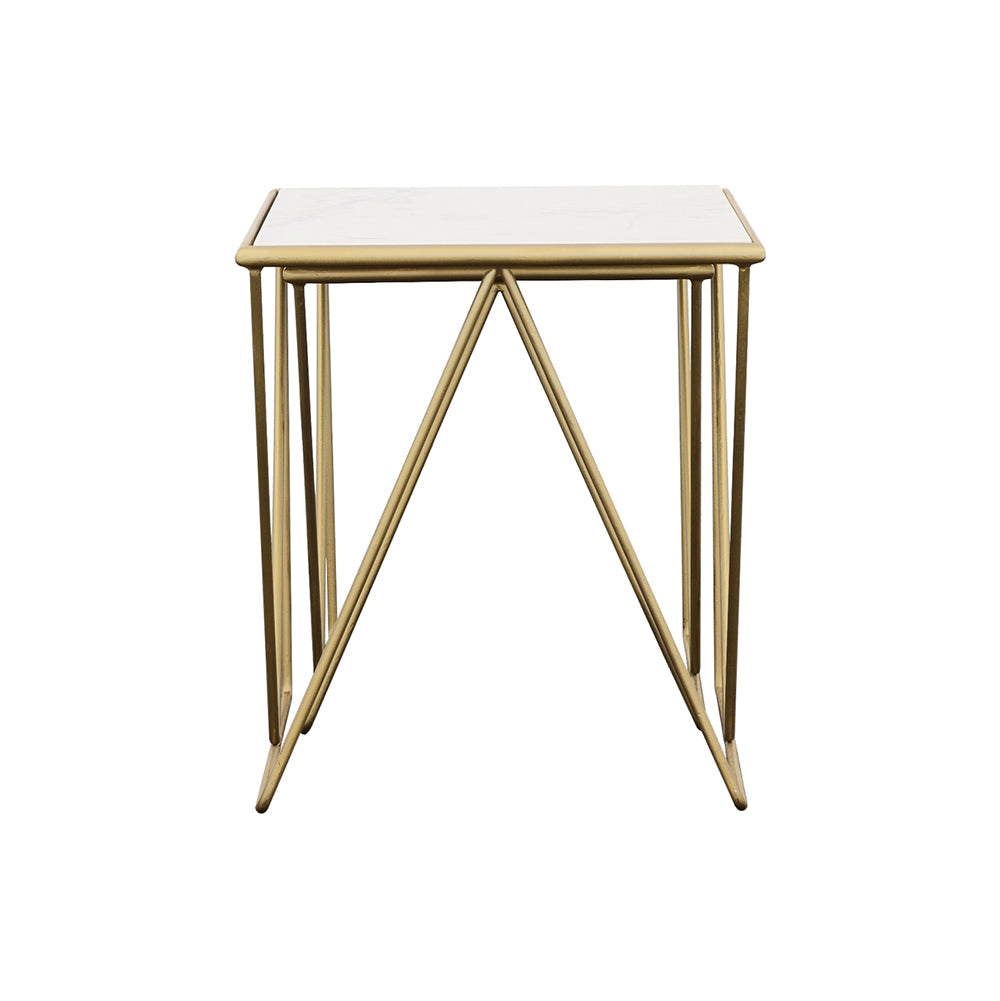Bette  Marble Top Nesting Table Set White and Gold