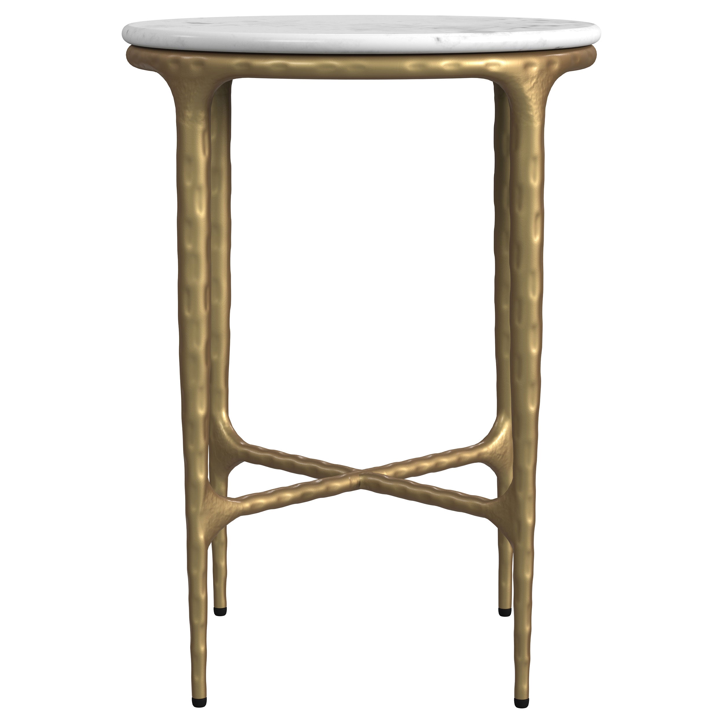 Baldwin Rectangular Marble Top Side Table White and Gold