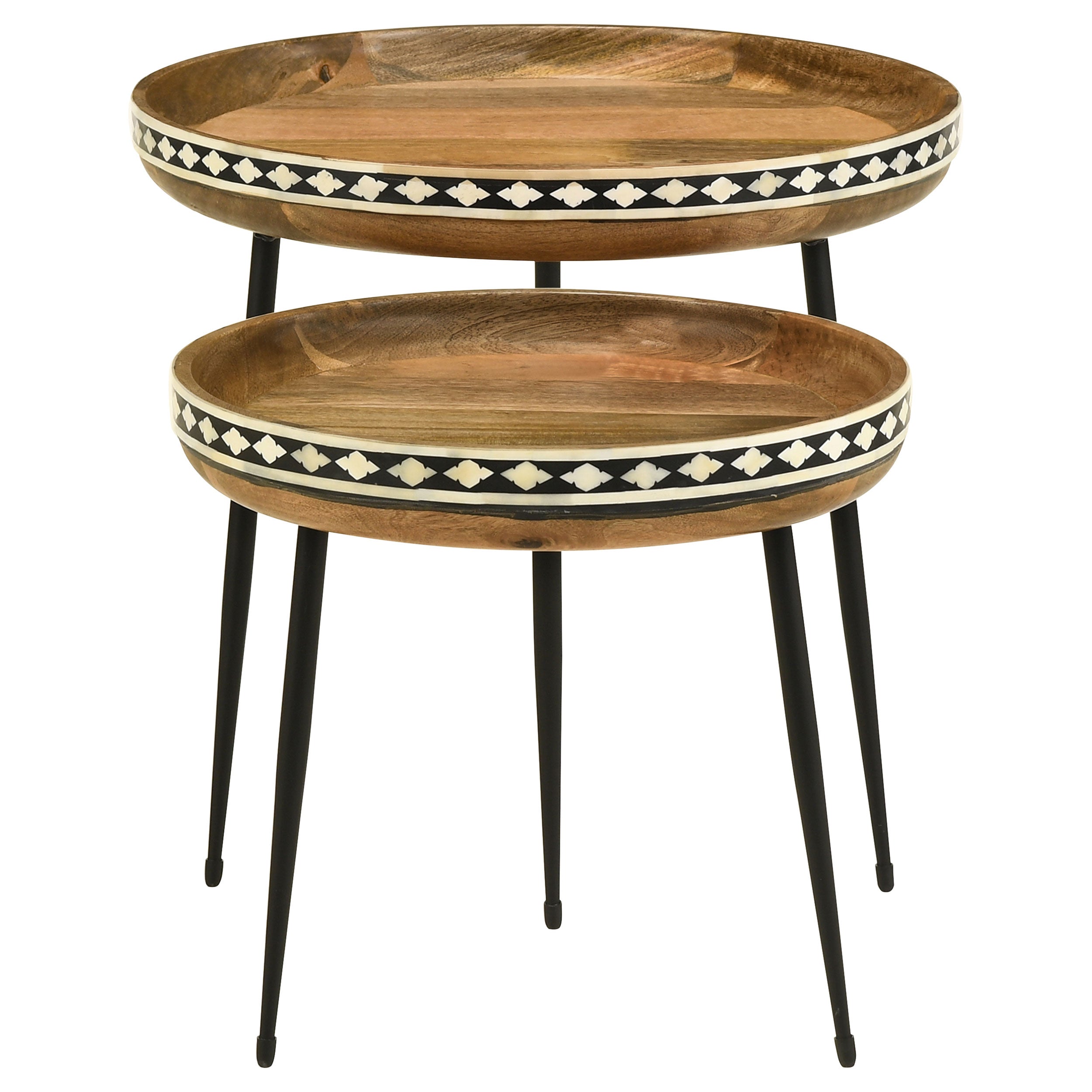 Ollie  Solid Wood Bone Inlay Nesting Table Natural