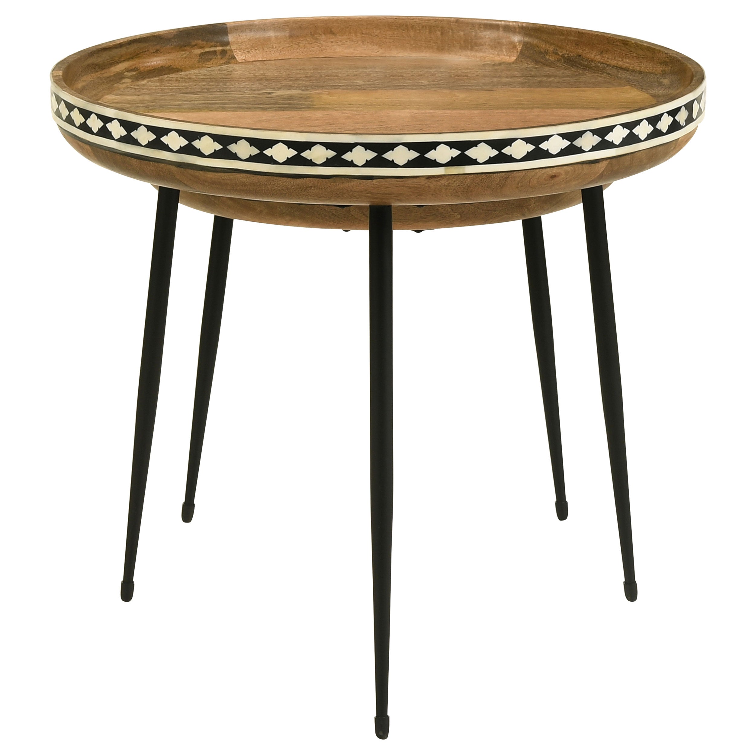 Ollie  Solid Wood Bone Inlay Nesting Table Natural