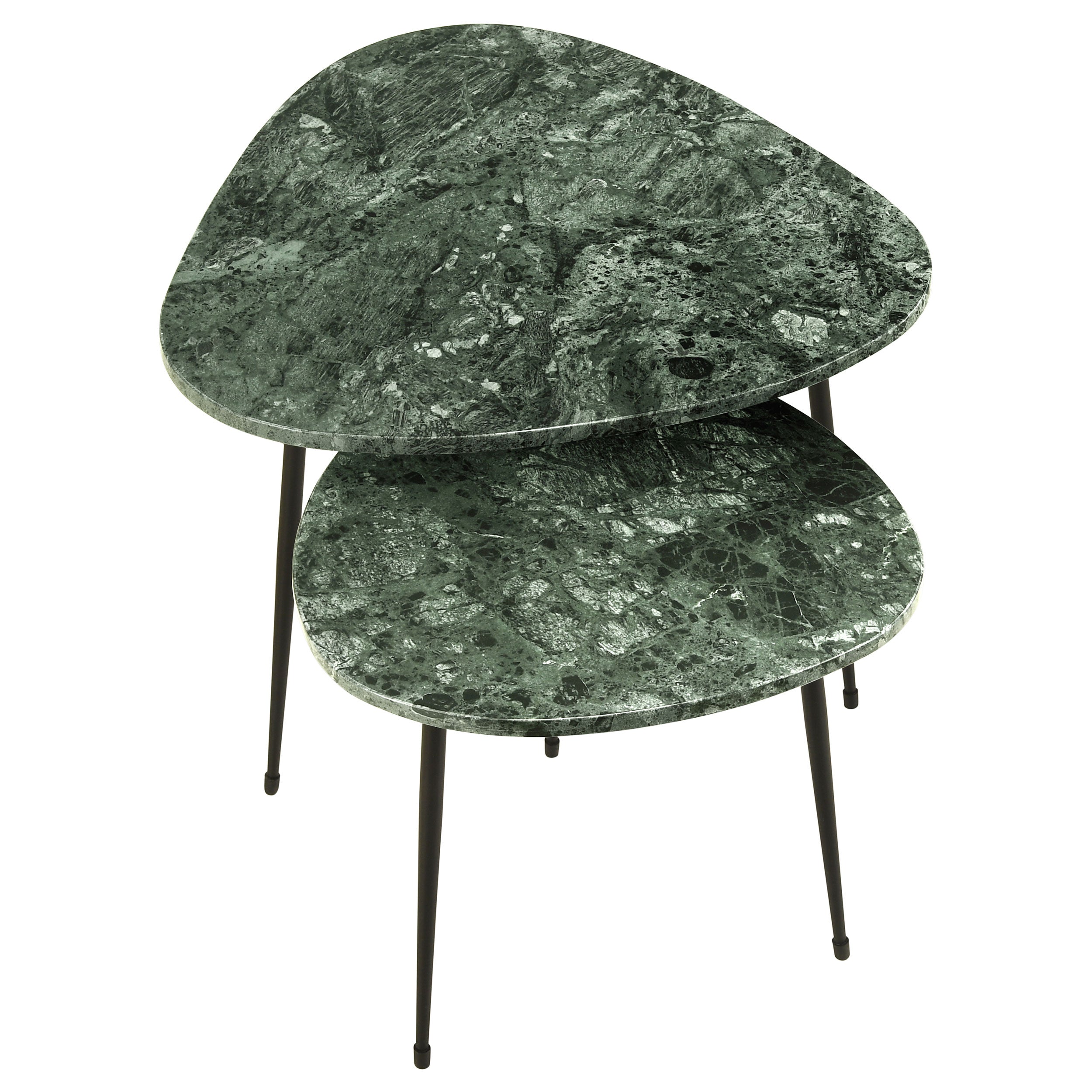 Tobias  Triangular Marble Top Nesting Table Green