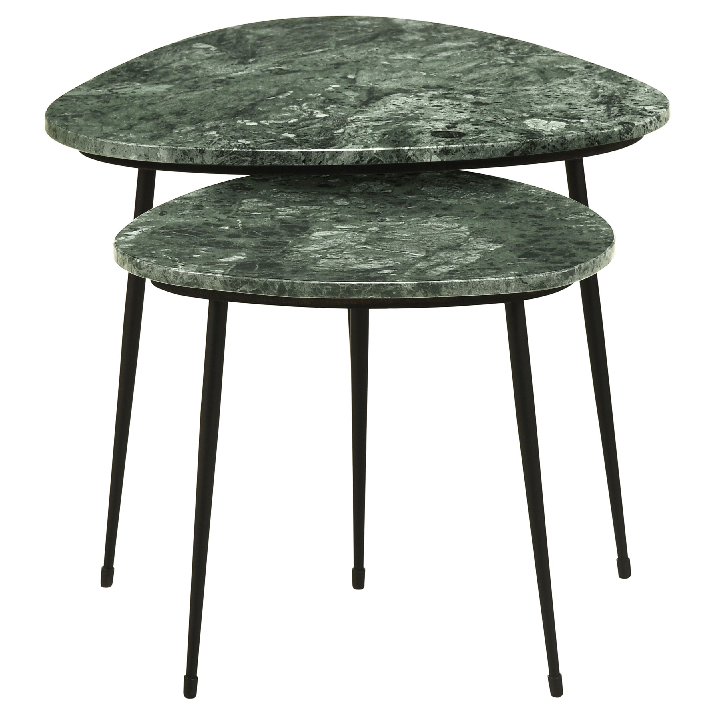 Tobias  Triangular Marble Top Nesting Table Green