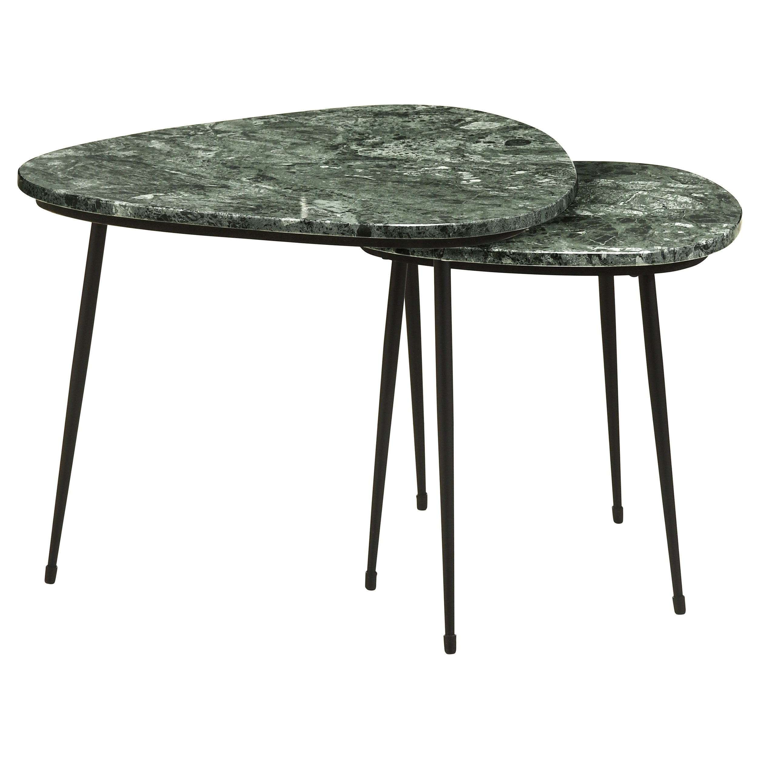 Tobias  Triangular Marble Top Nesting Table Green