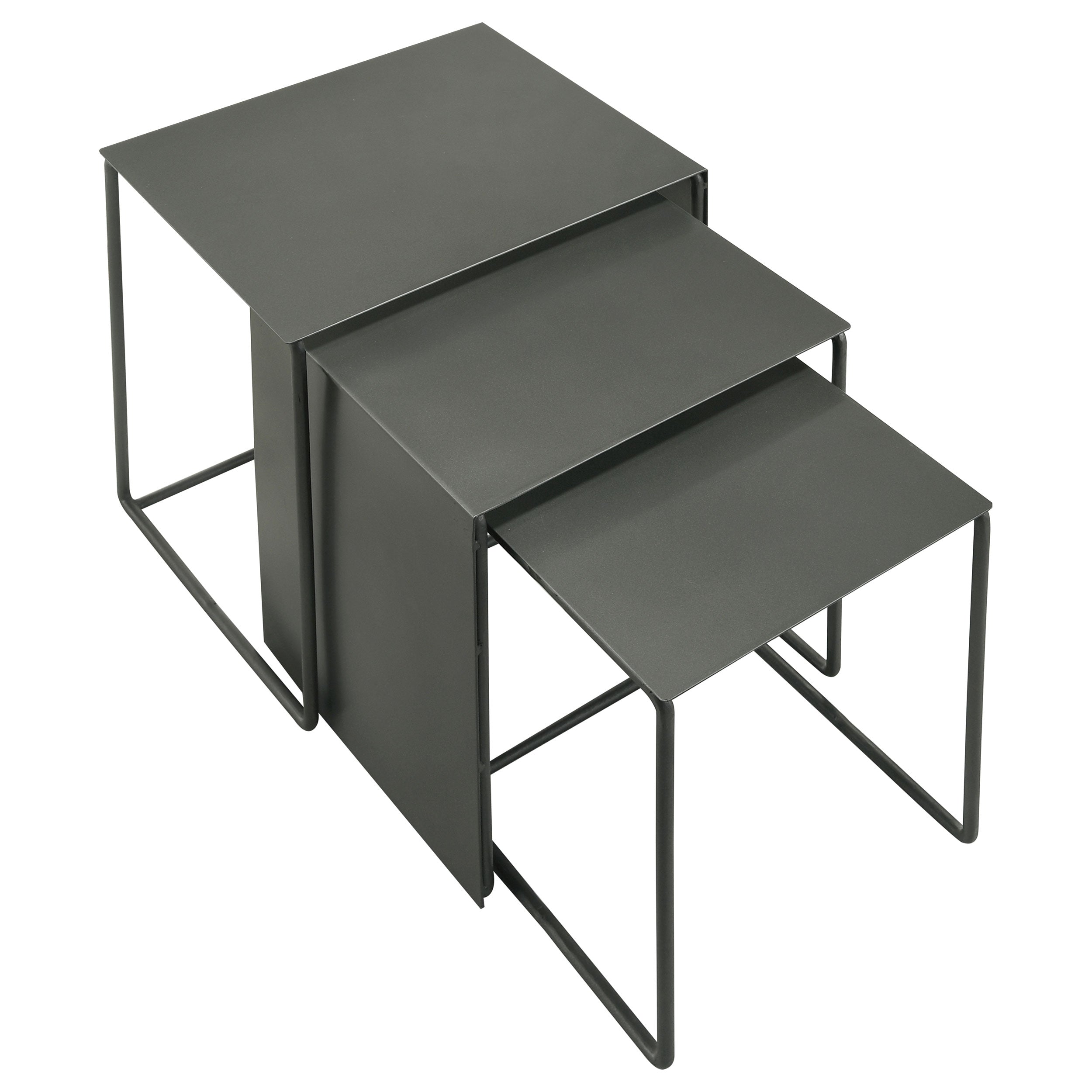 Imez Rectangular Metal Nesting Table Set Grey