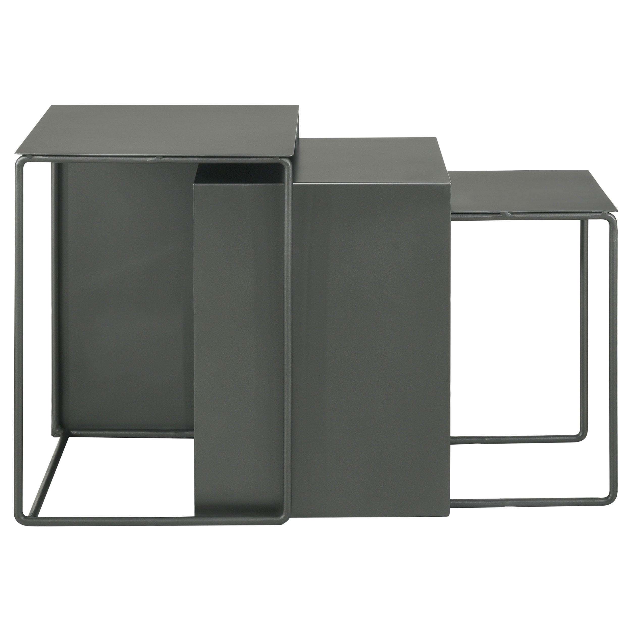 Imez Rectangular Metal Nesting Table Set Grey
