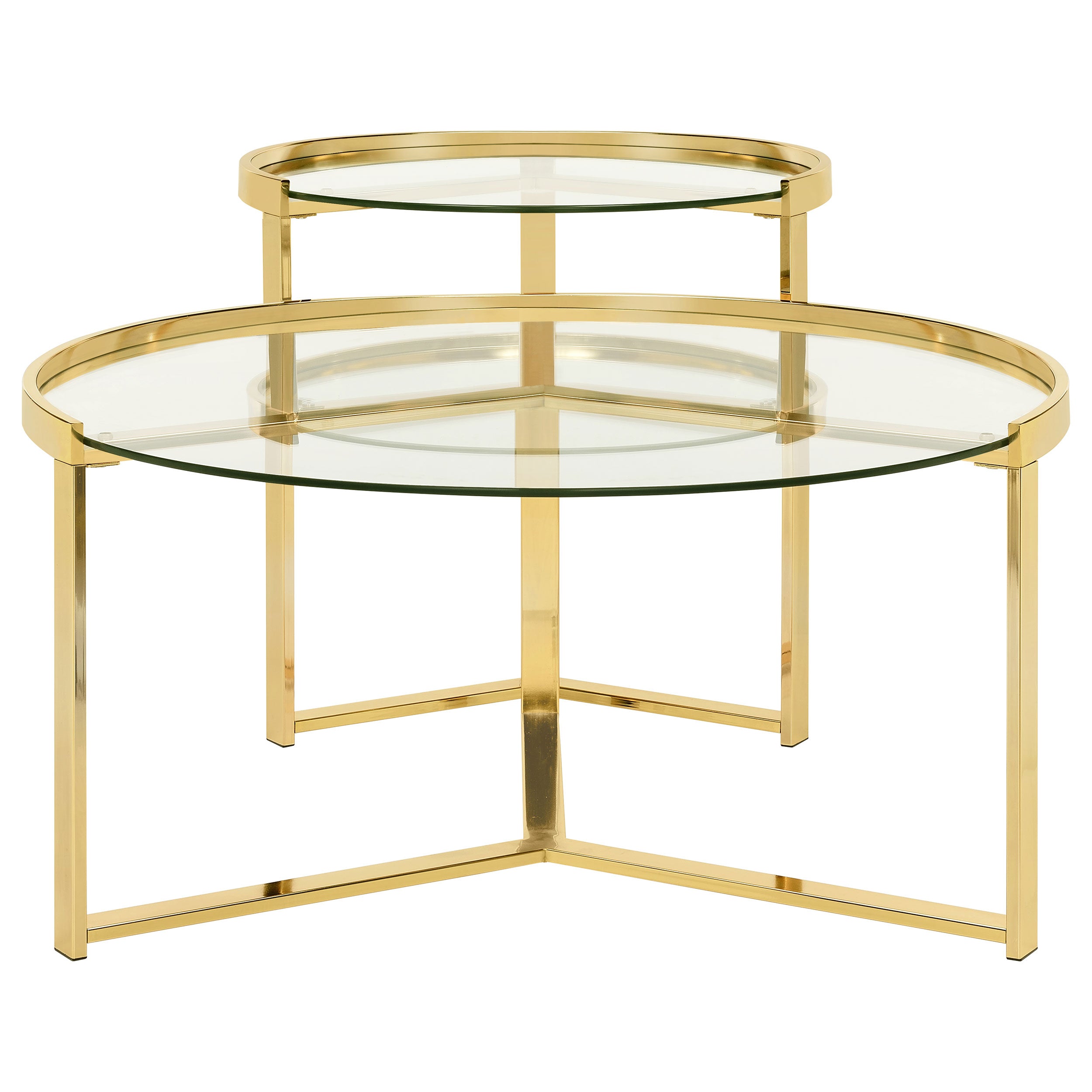 Delia  Round Glass Top Nesting Coffee Table Chrome