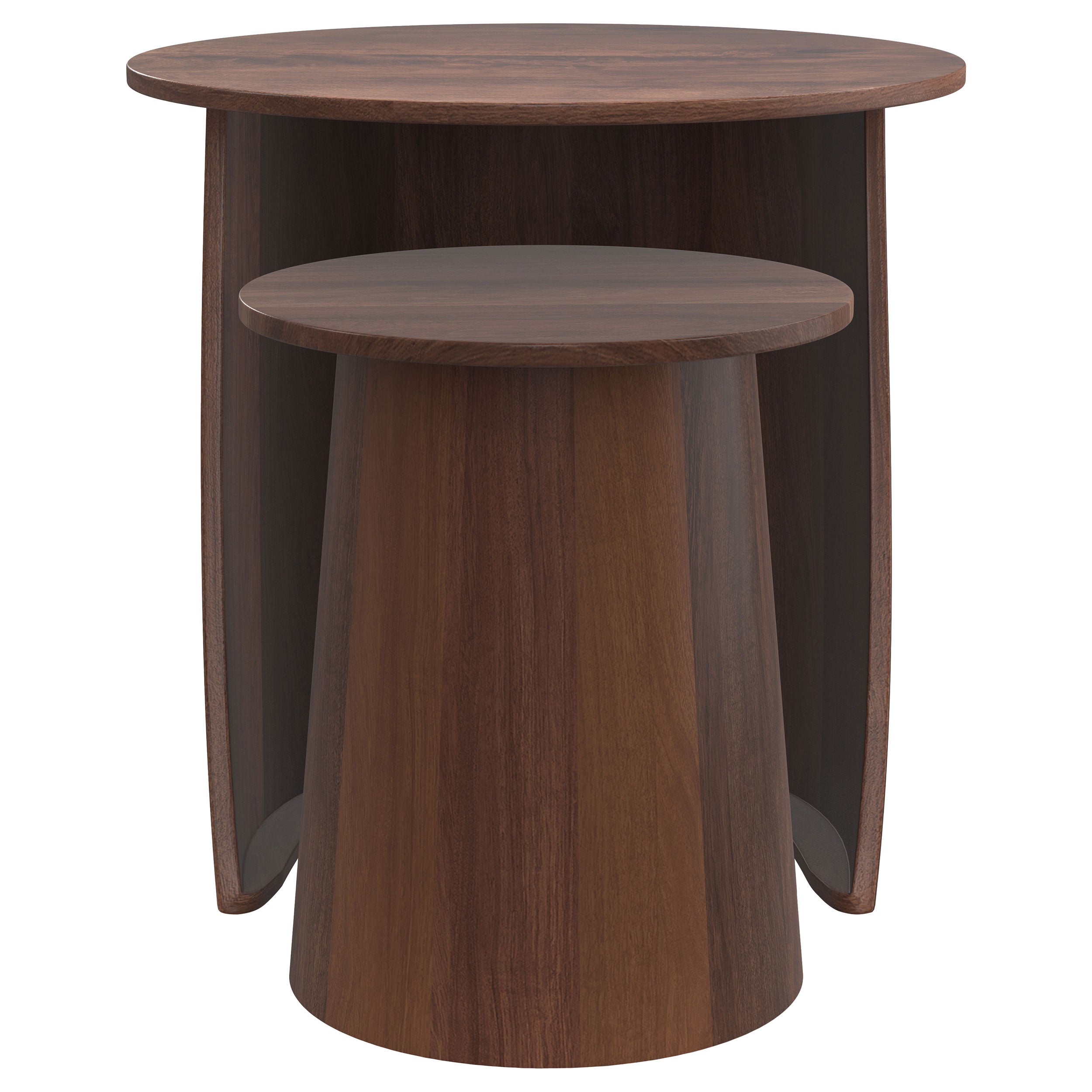 Yency  Round Mango Wood Nesting Table Set Dark Brown