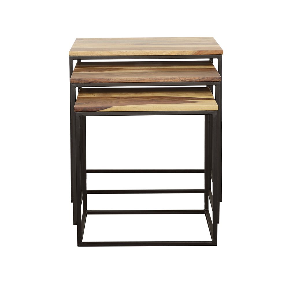 Belcourt  Square Nesting Tables Natural and Black