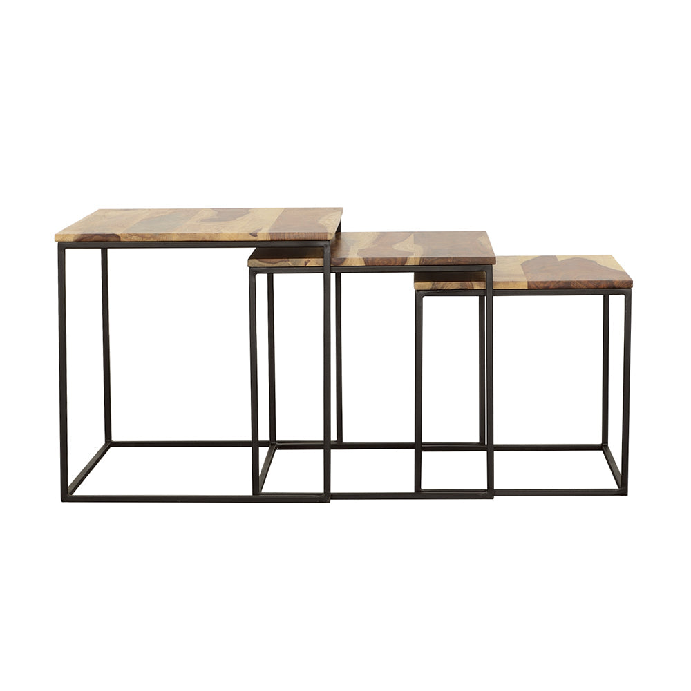 Belcourt  Square Nesting Tables Natural and Black