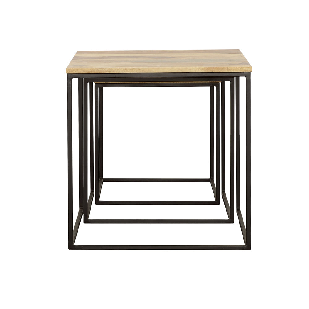 Belcourt  Square Nesting Tables Natural and Black