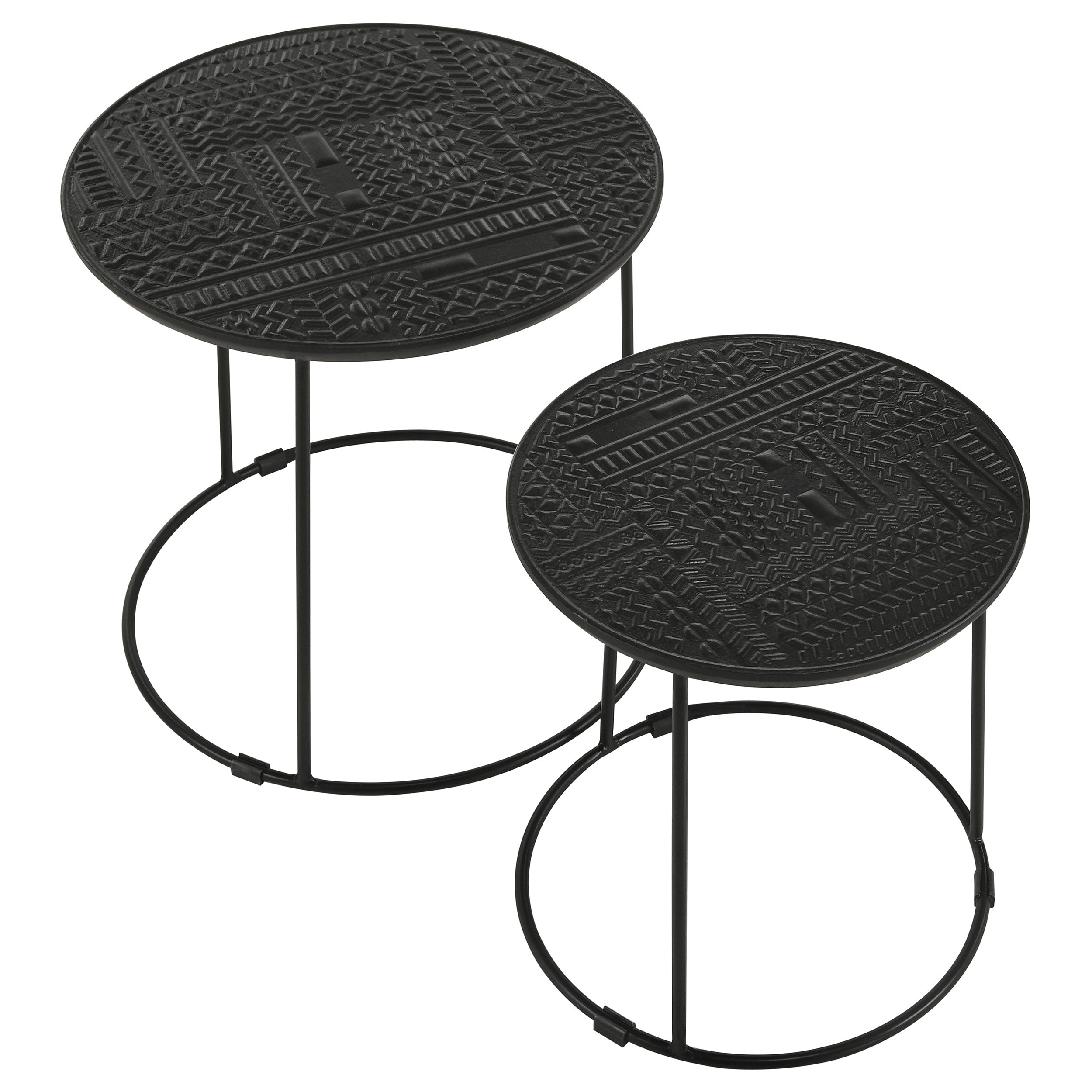 Loannis  Round Mango Wood Nesting Table Matte Black