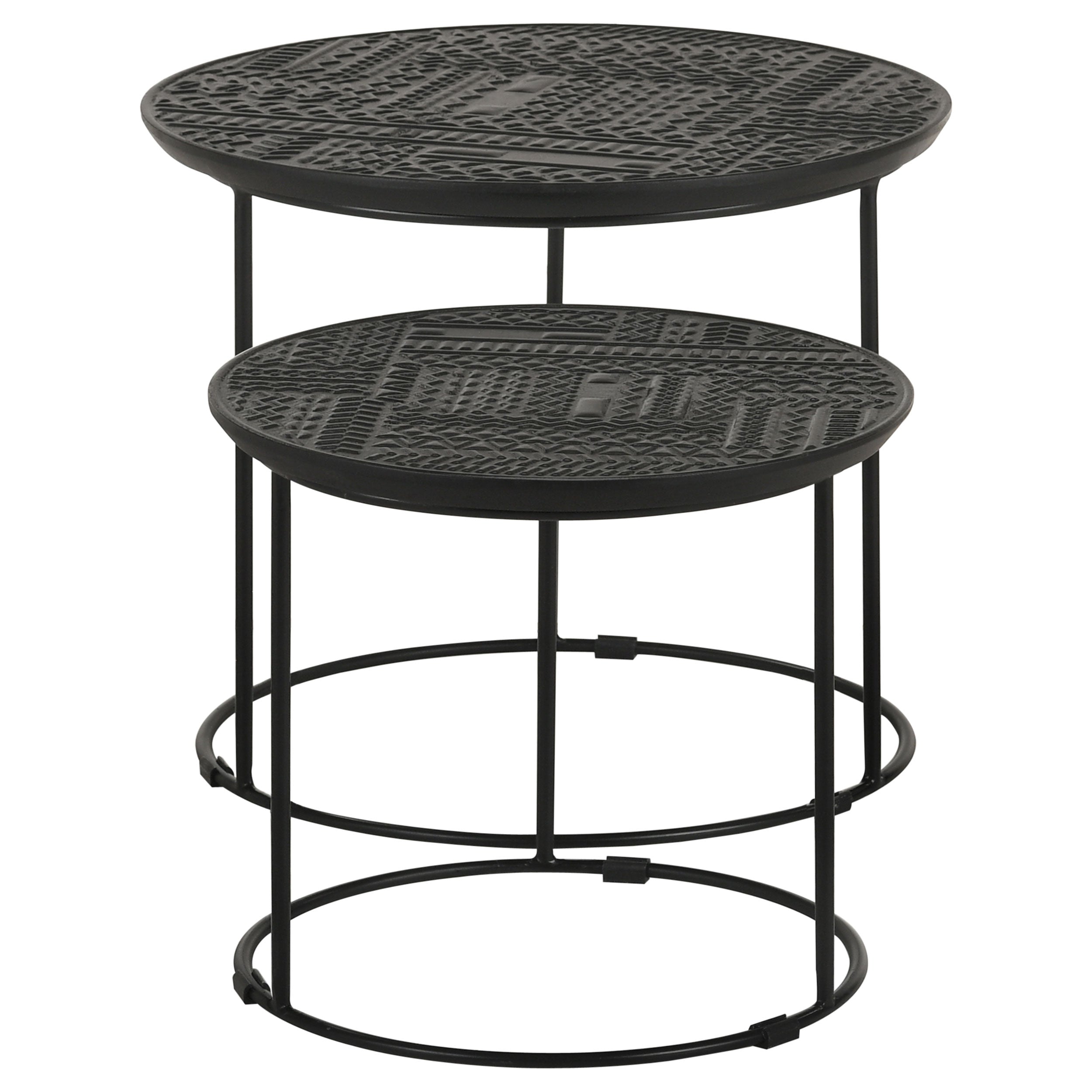 Loannis  Round Mango Wood Nesting Table Matte Black