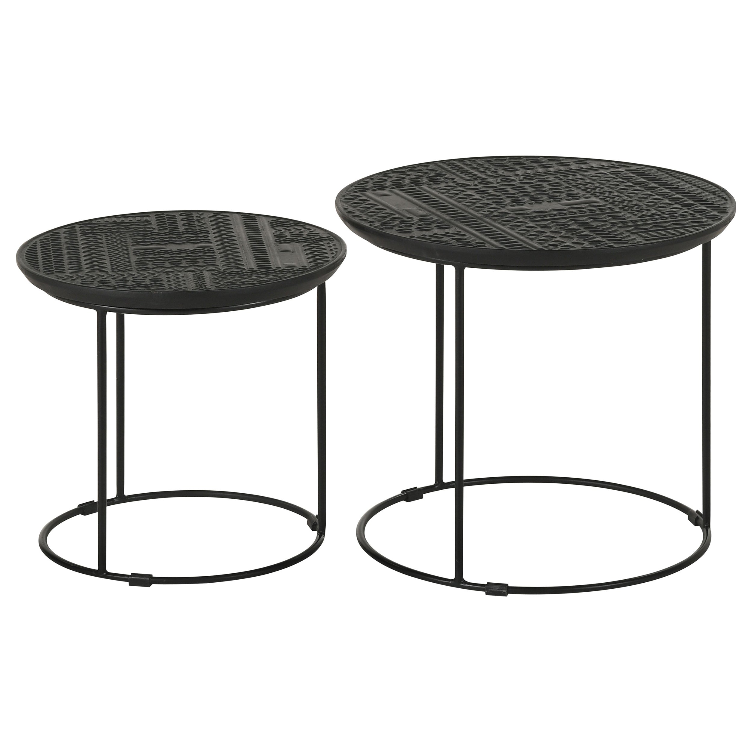 Loannis  Round Mango Wood Nesting Table Matte Black