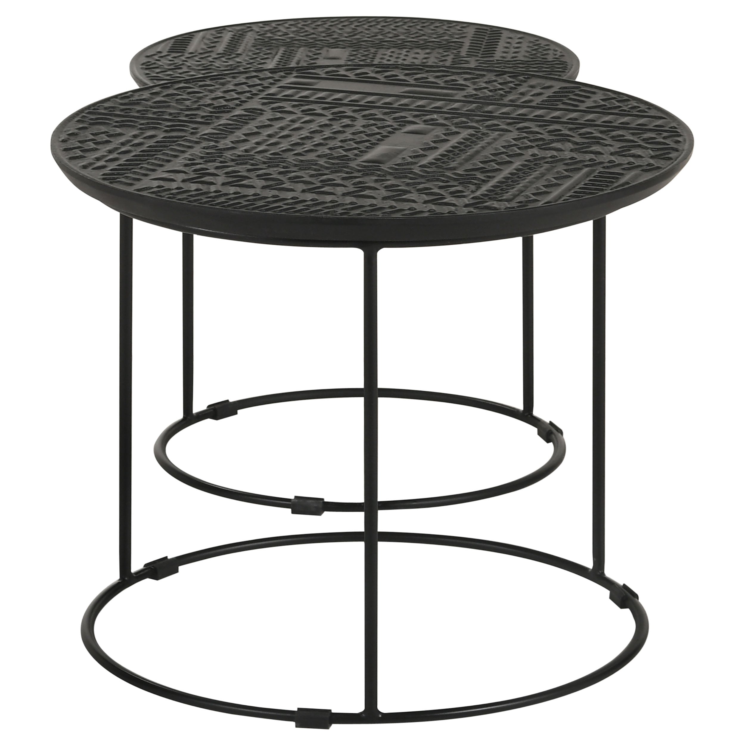 Loannis  Round Mango Wood Nesting Table Matte Black