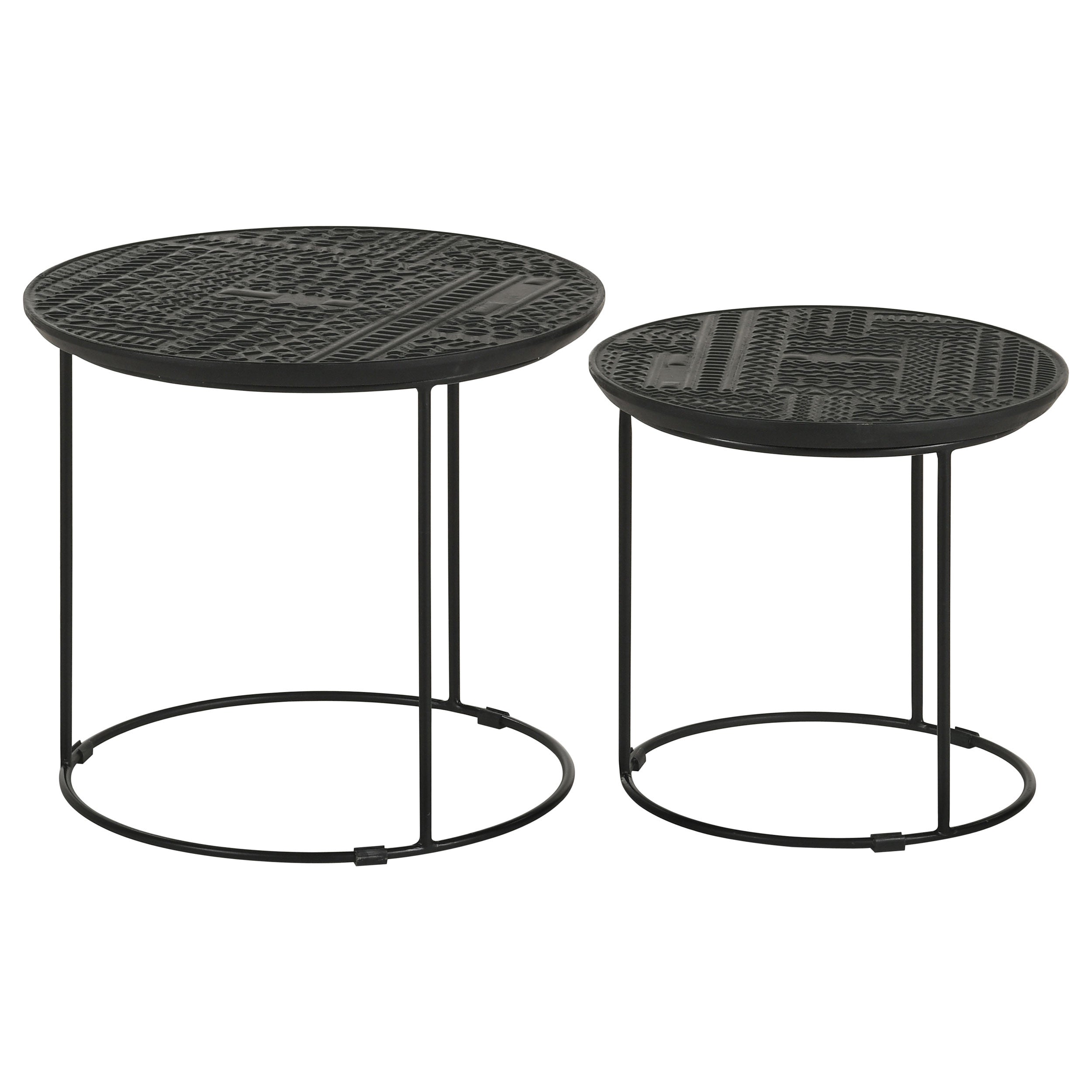 Loannis  Round Mango Wood Nesting Table Matte Black