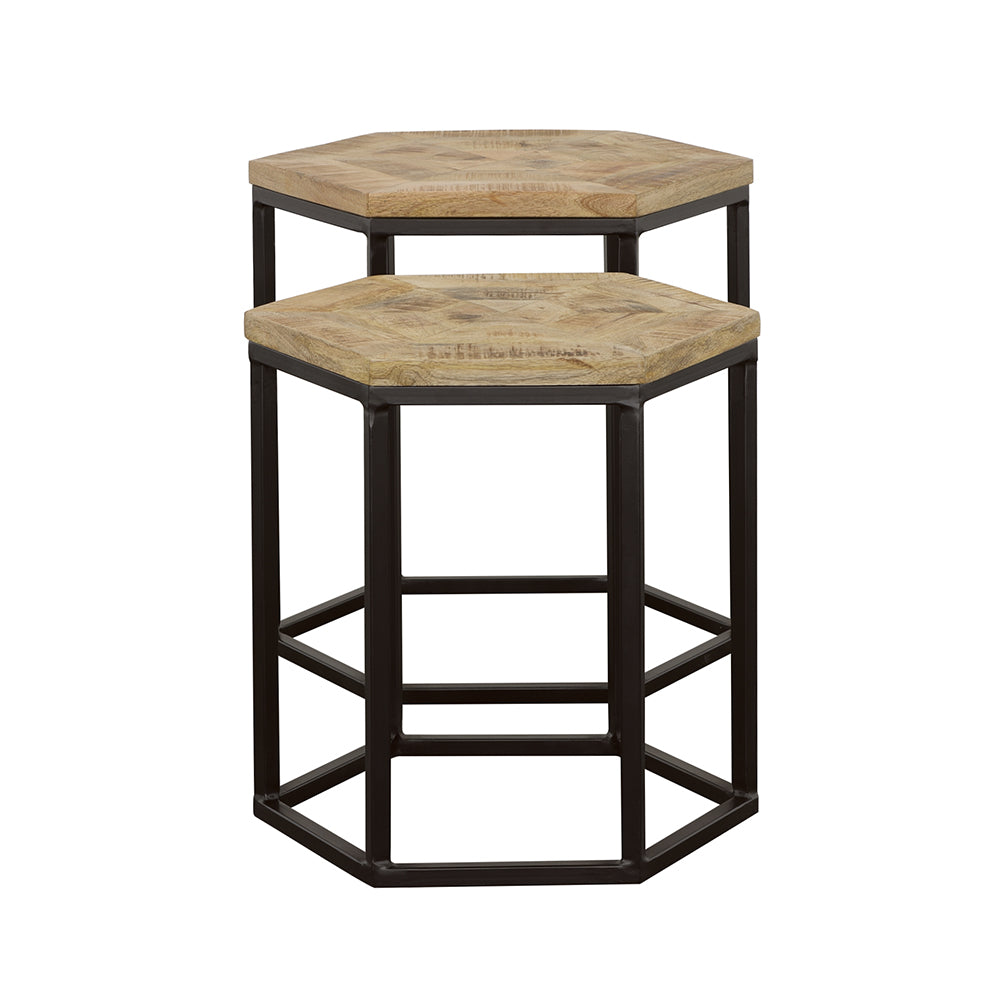 Adger  Hexagonal Nesting Tables Natural and Black