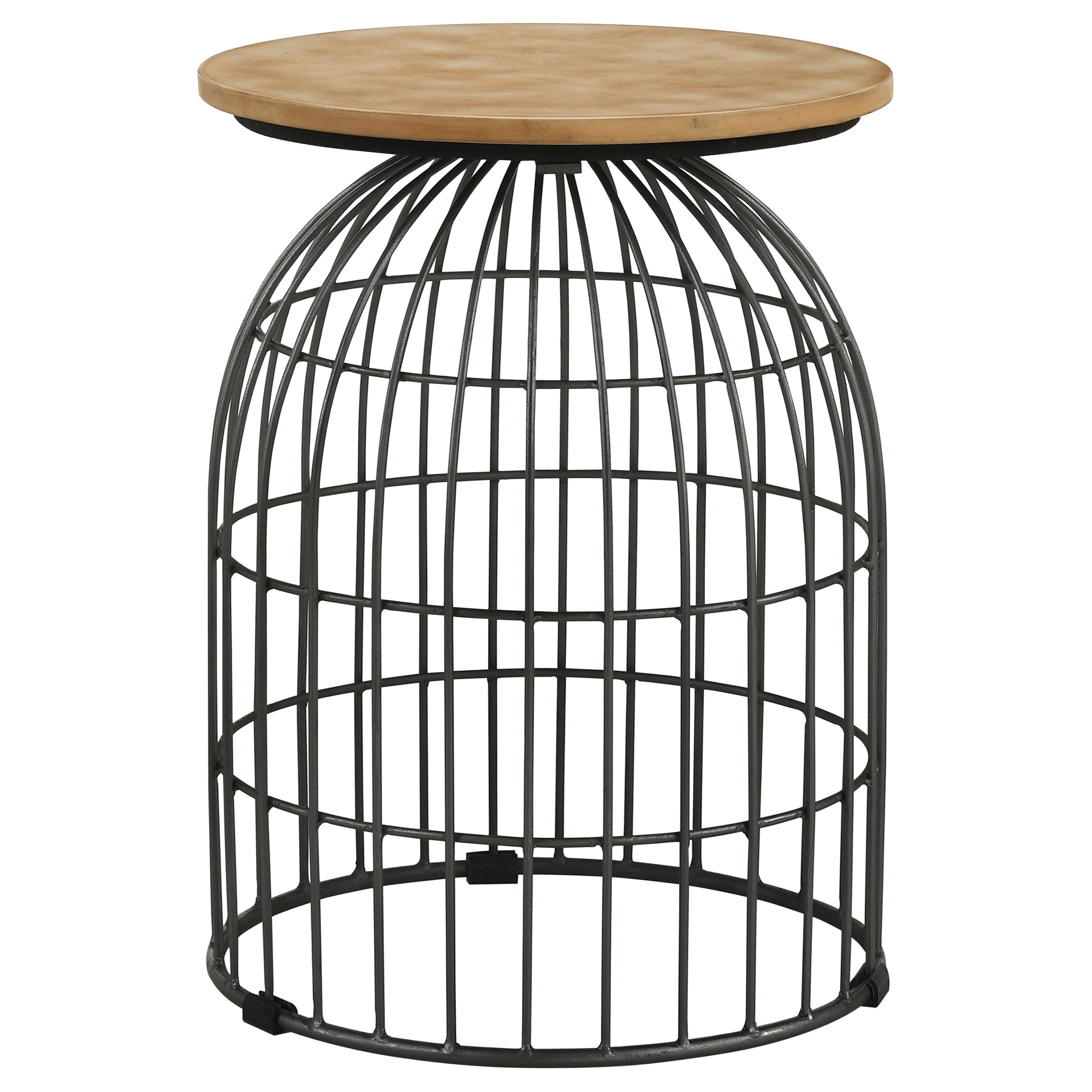 Bernardo Round Wire Frame Side Table Natural and Gunmetal