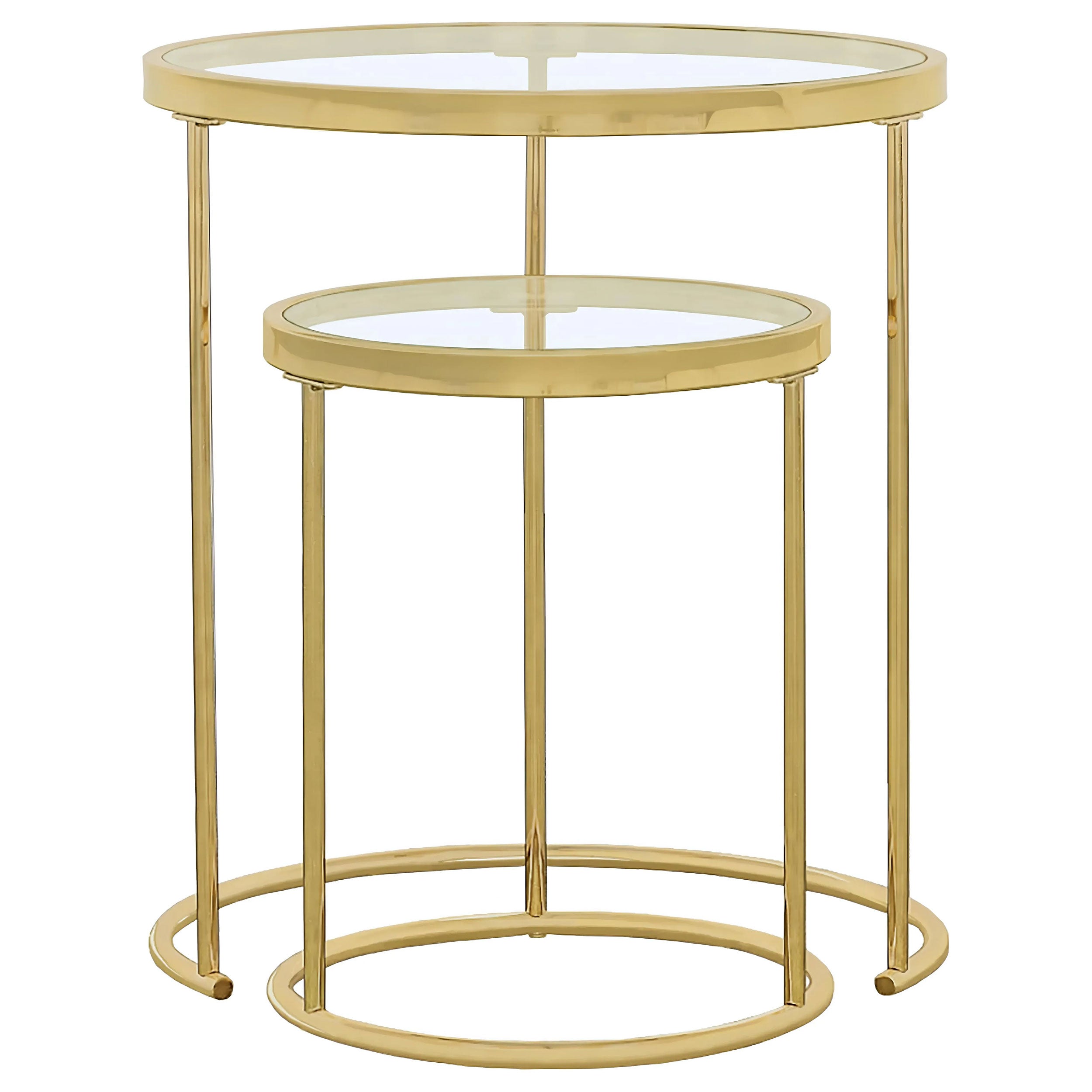 Maylin  Round Glass Top Nesting Table Set Gold