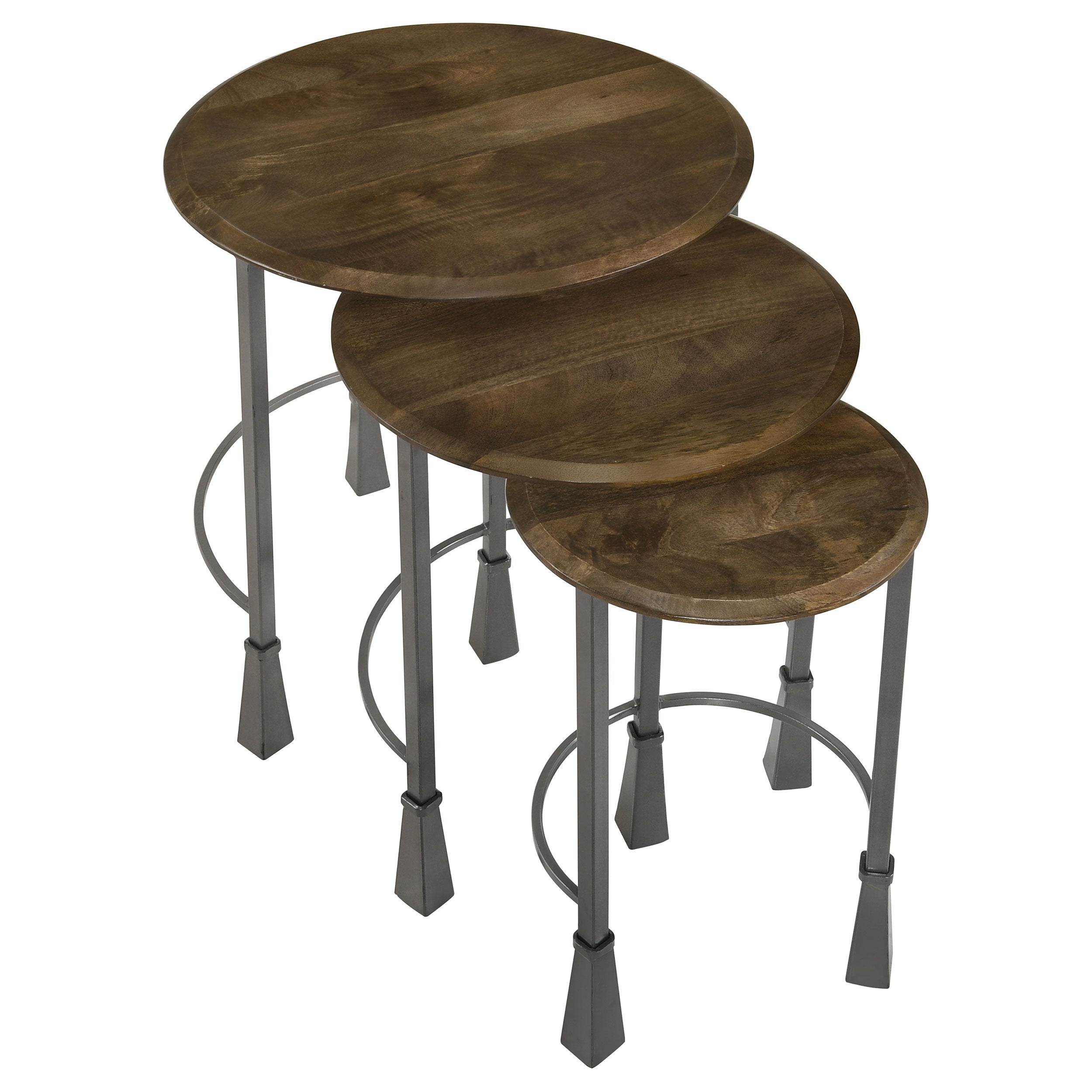 Deja  Round Nesting Table Set Natural and Gunmetal