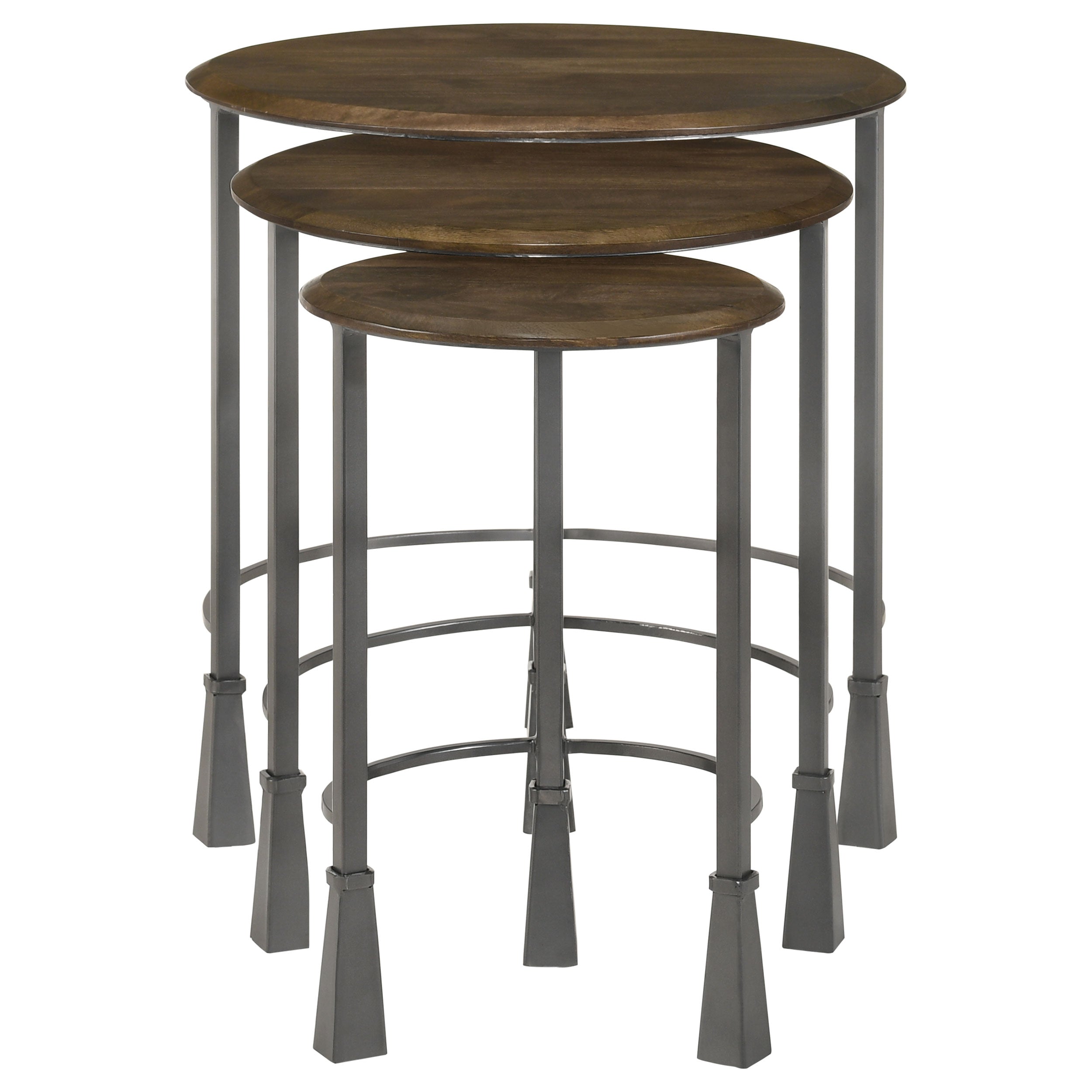 Deja  Round Nesting Table Set Natural and Gunmetal