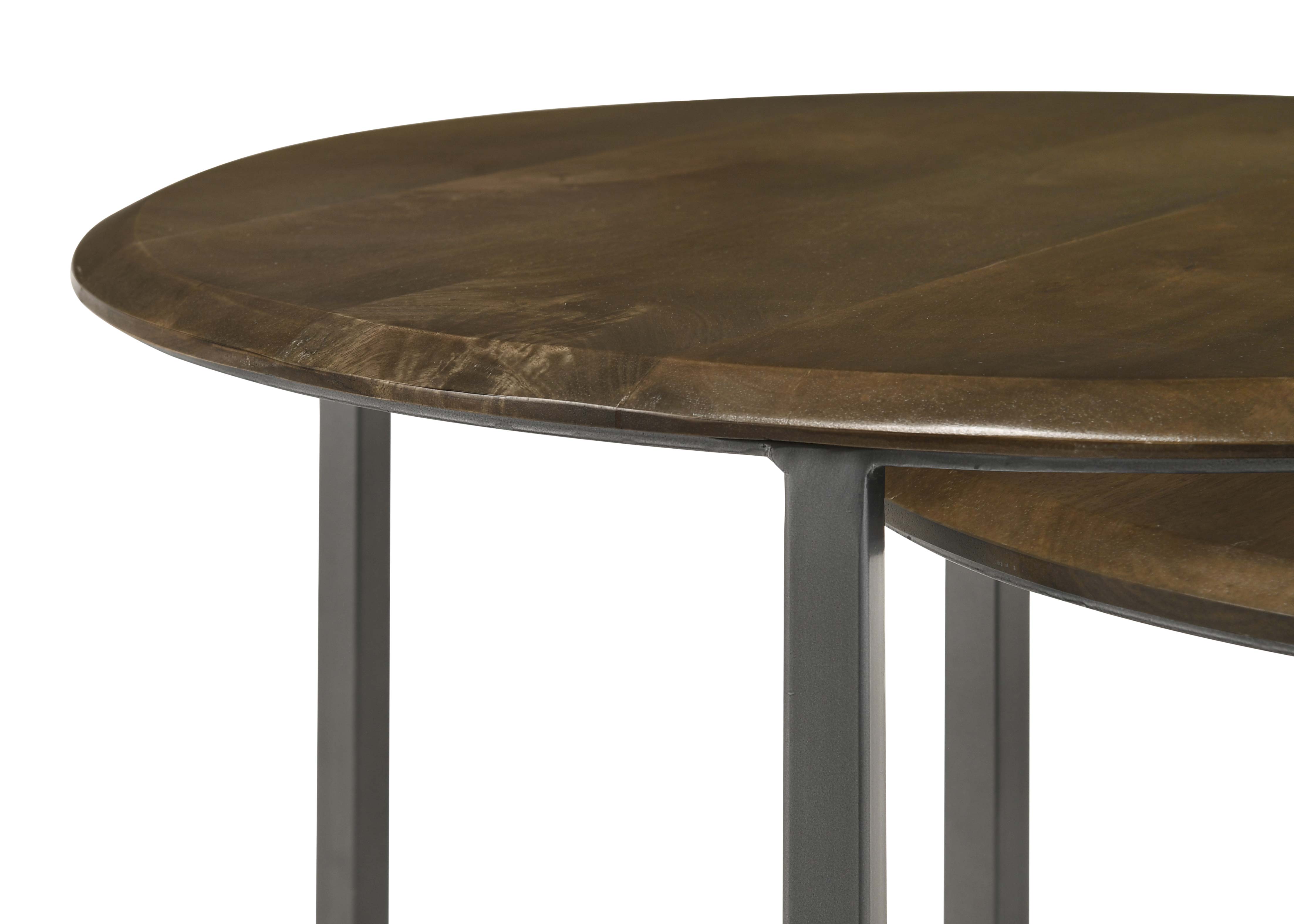 Deja  Round Nesting Table Set Natural and Gunmetal