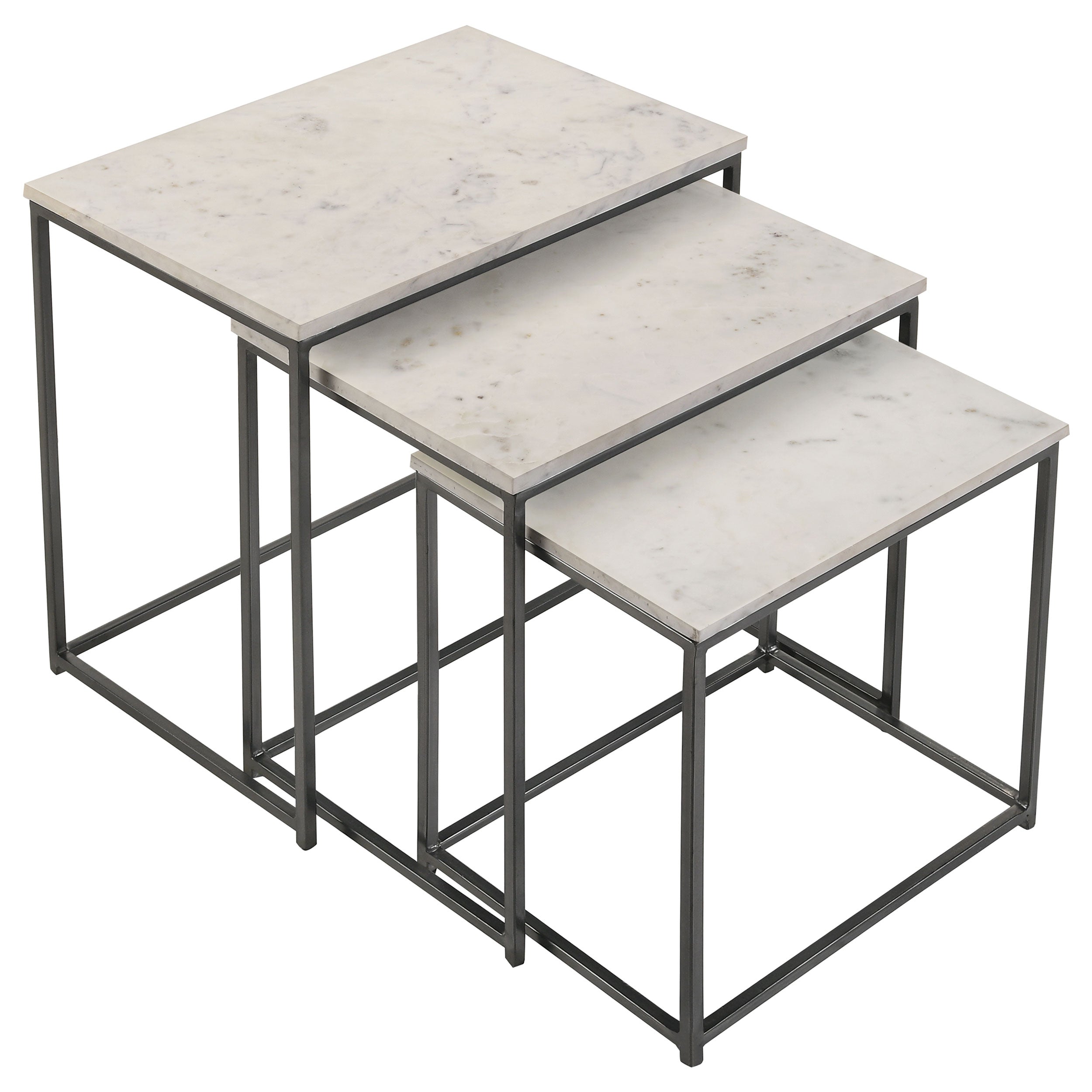 Medora  Marble Top Nesting Table Set White