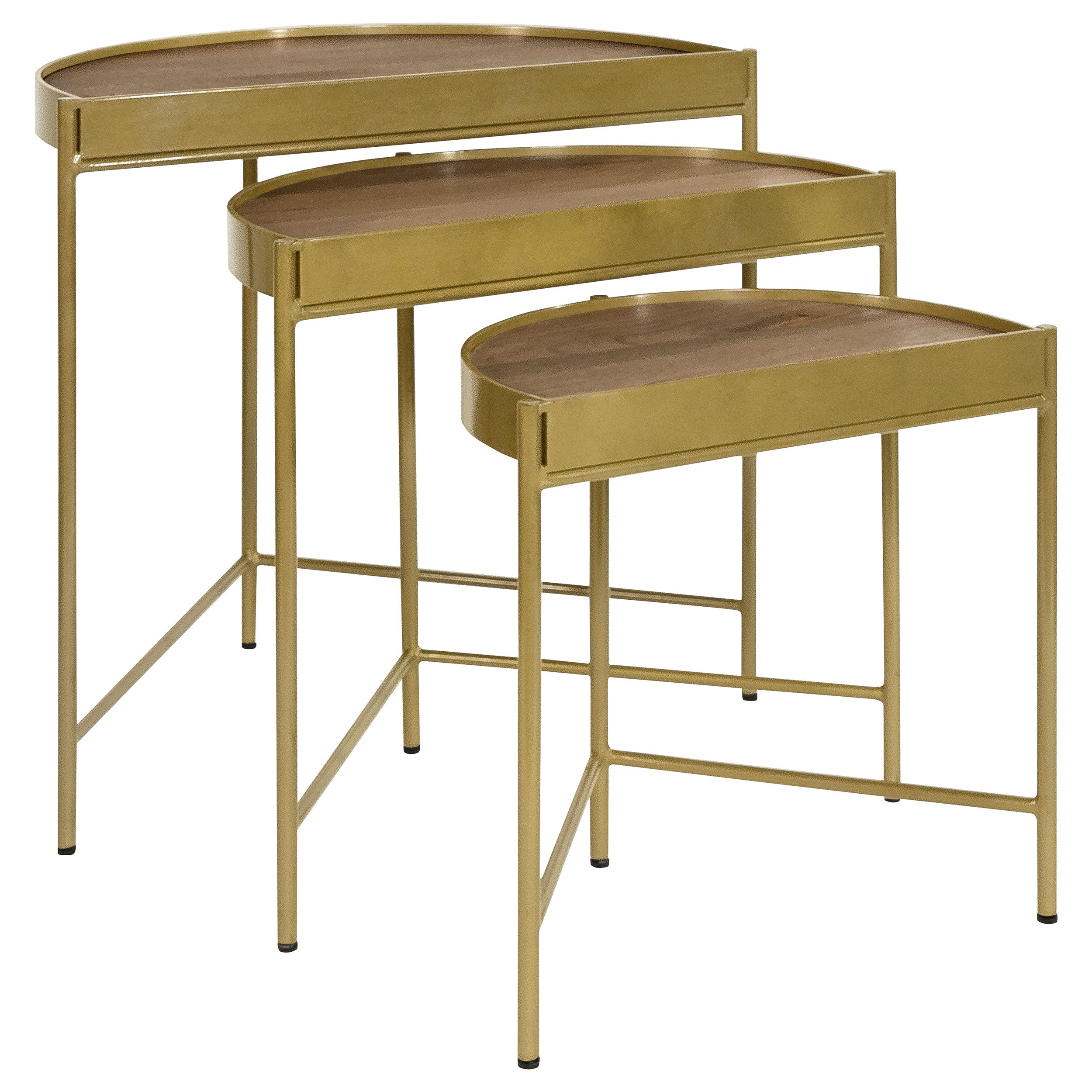 Tristen  Demilune Nesting Table Brown and Gold