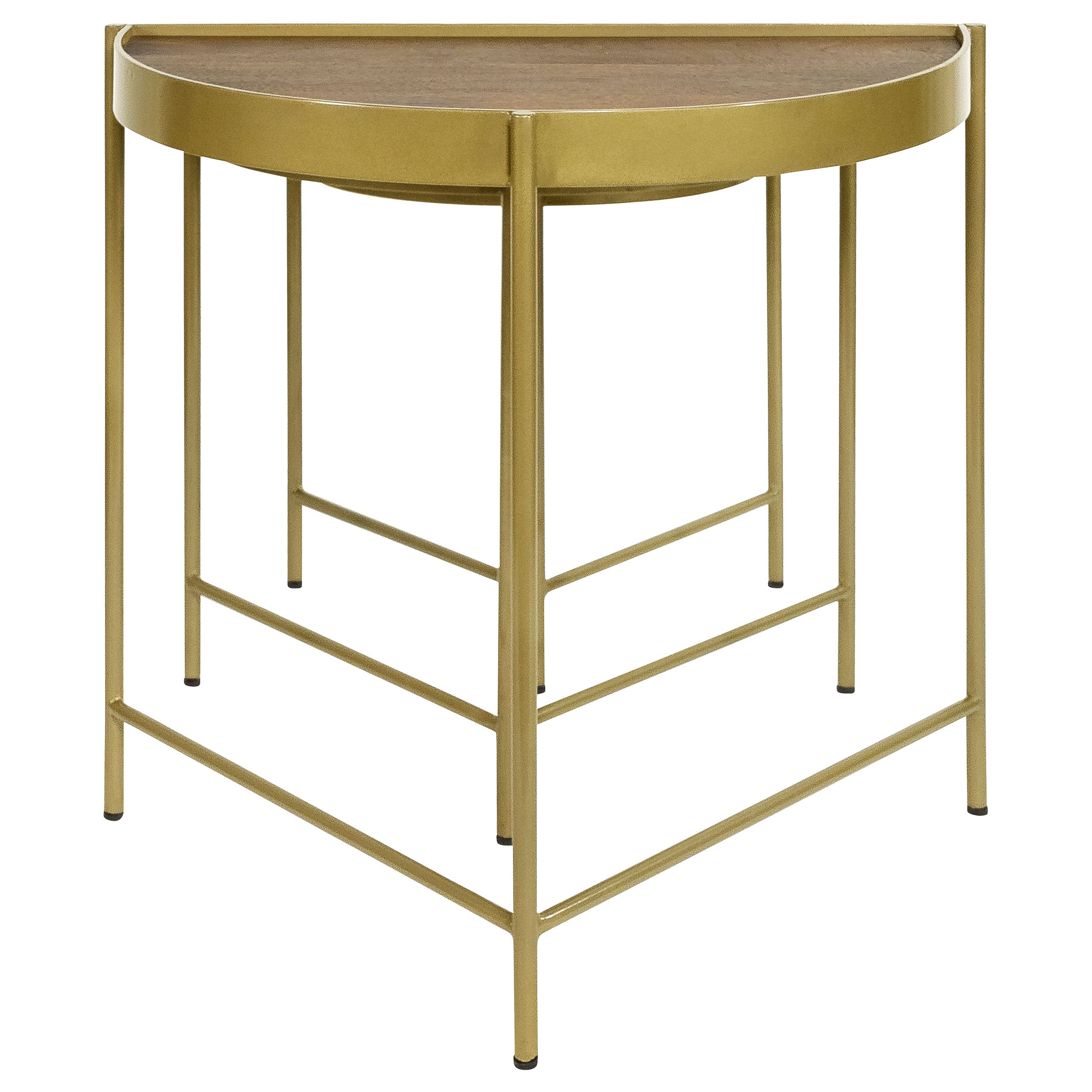 Tristen  Demilune Nesting Table Brown and Gold